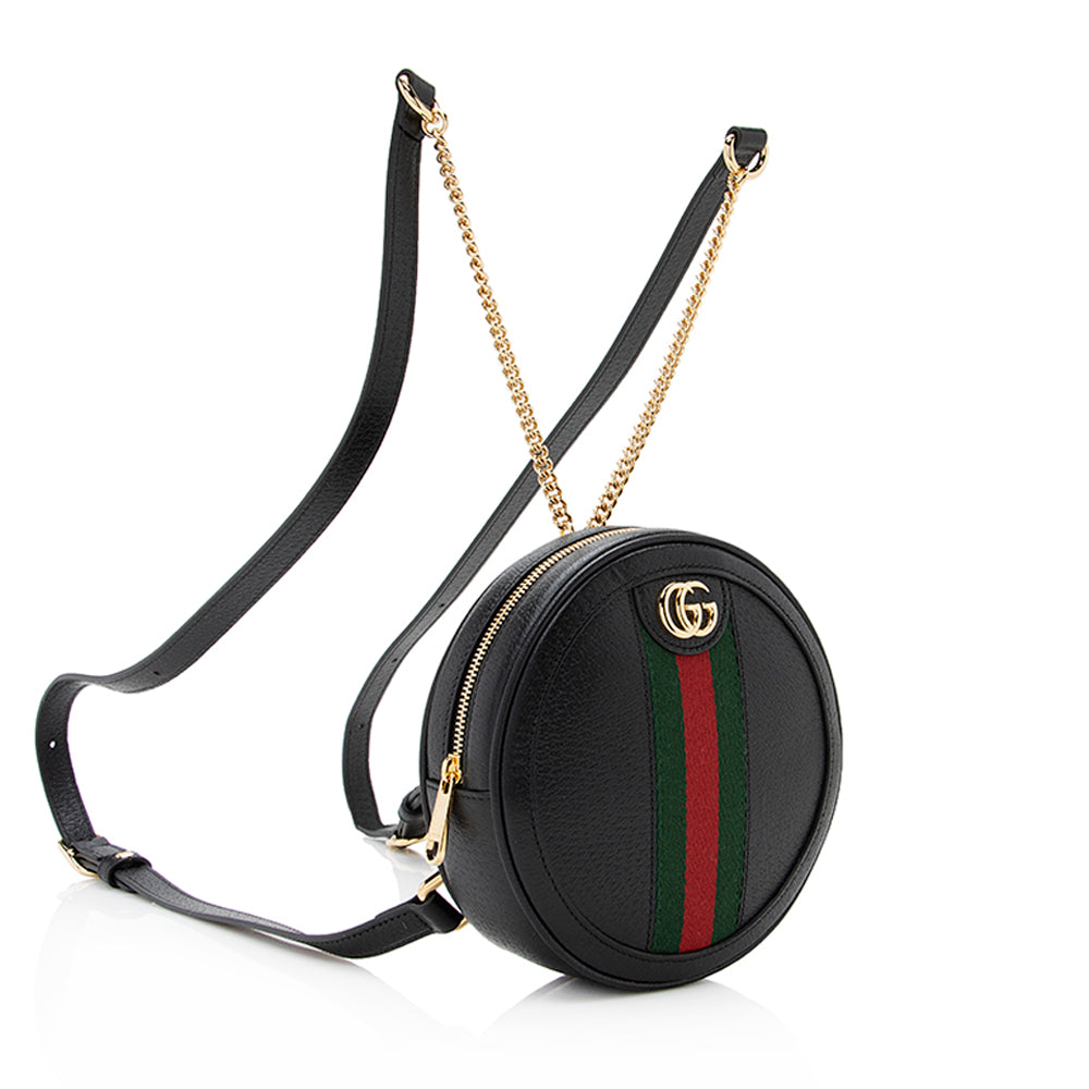 Gucci Leather Ophidia Round Mini Backpack (SHF-QvLDYt)