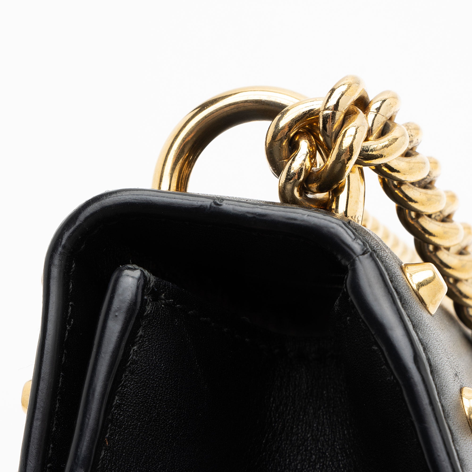 Gucci Leather Pearl Stud Padlock Small Shoulder Bag