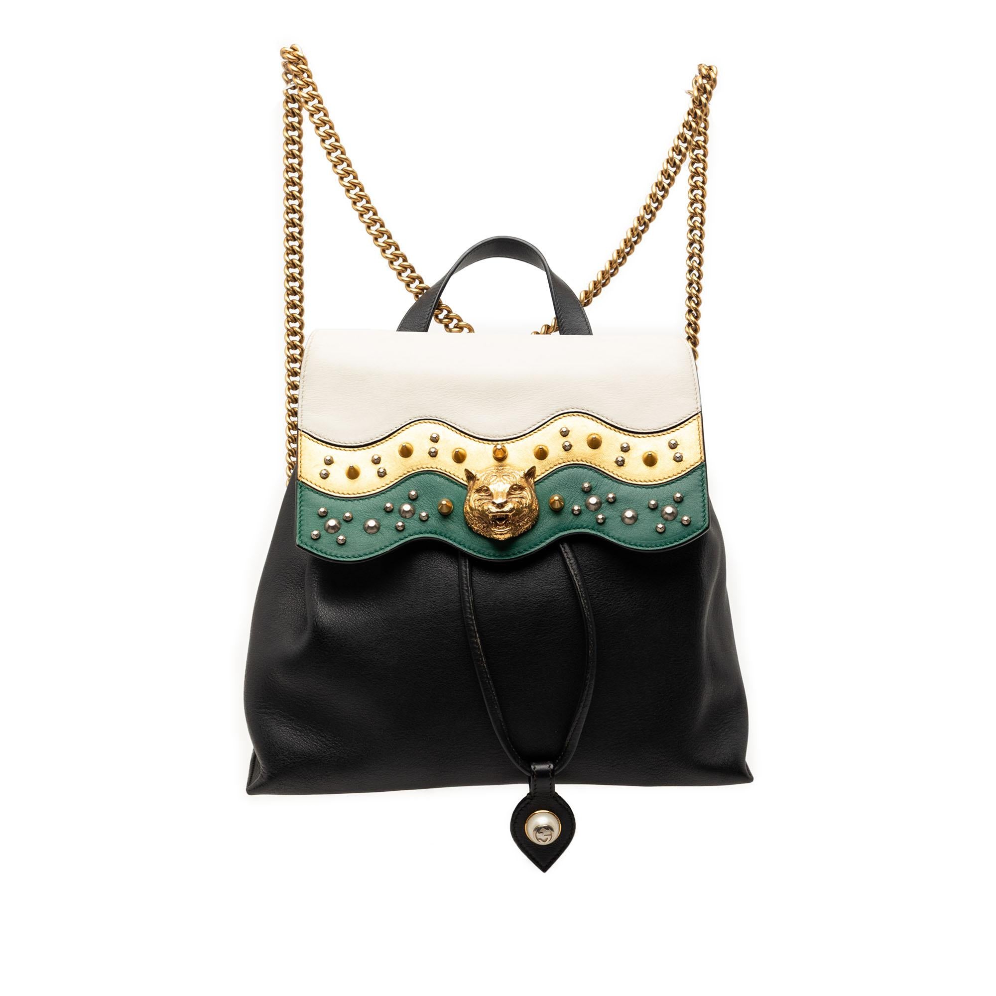 Gucci Leather Studded Animalier Malin Backpack