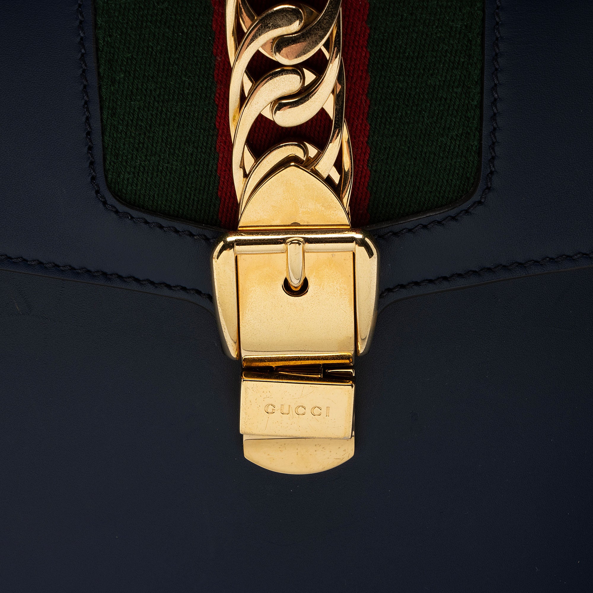 Gucci Leather Sylvie Medium Top Handle (SHF-s5Ji15)