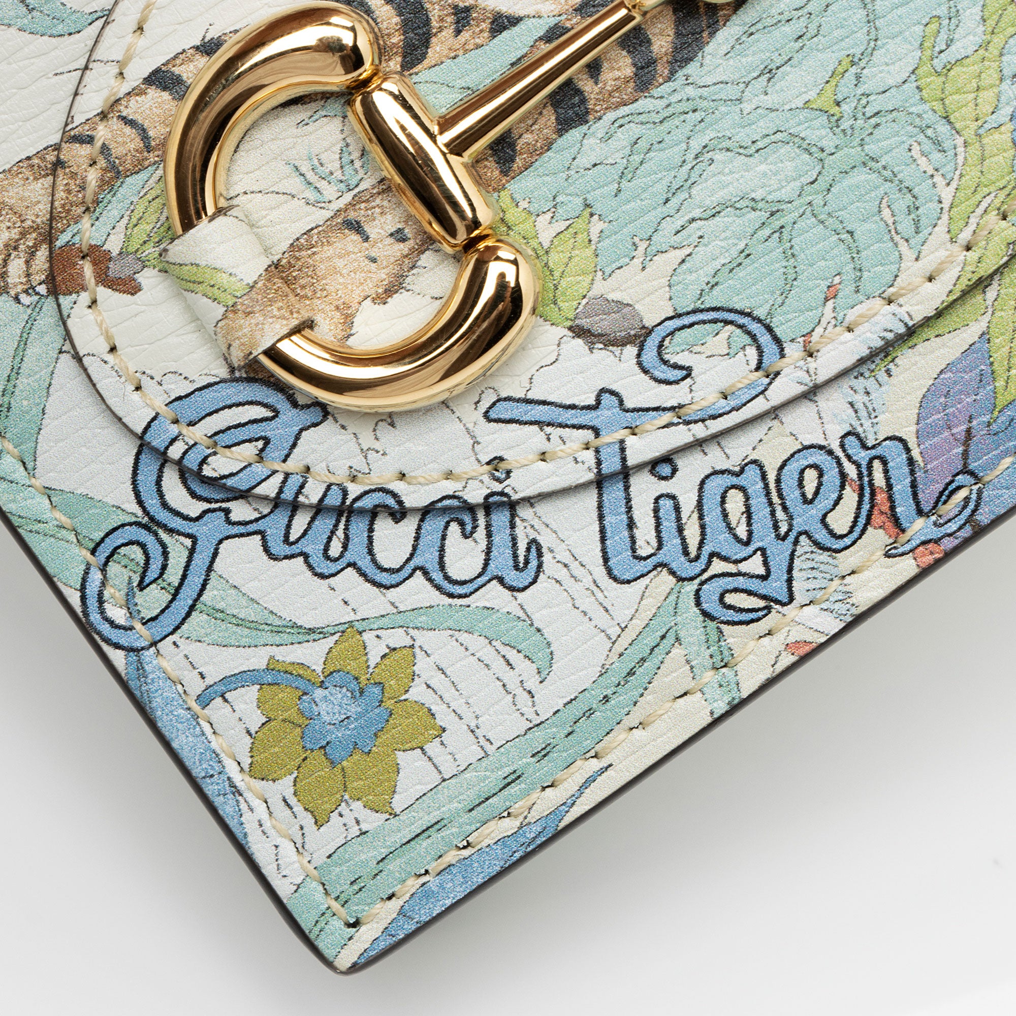 Gucci Leather Tiger Horsebit 1955 Card Holder (SHF-dh10uh)