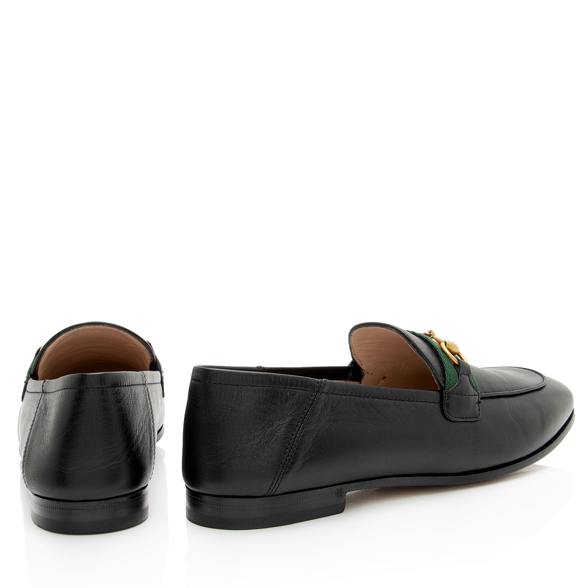 Gucci Leather Web Horsebit Loafers - Size 9 / 39