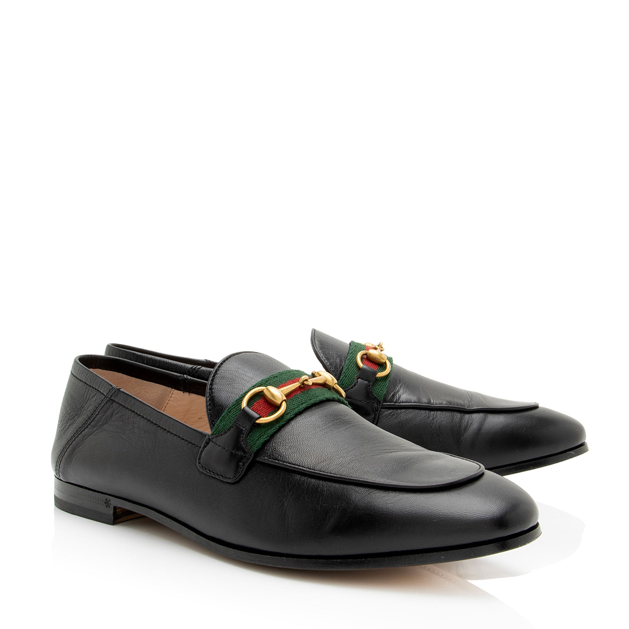 Gucci Leather Web Horsebit Loafers - Size 9 / 39