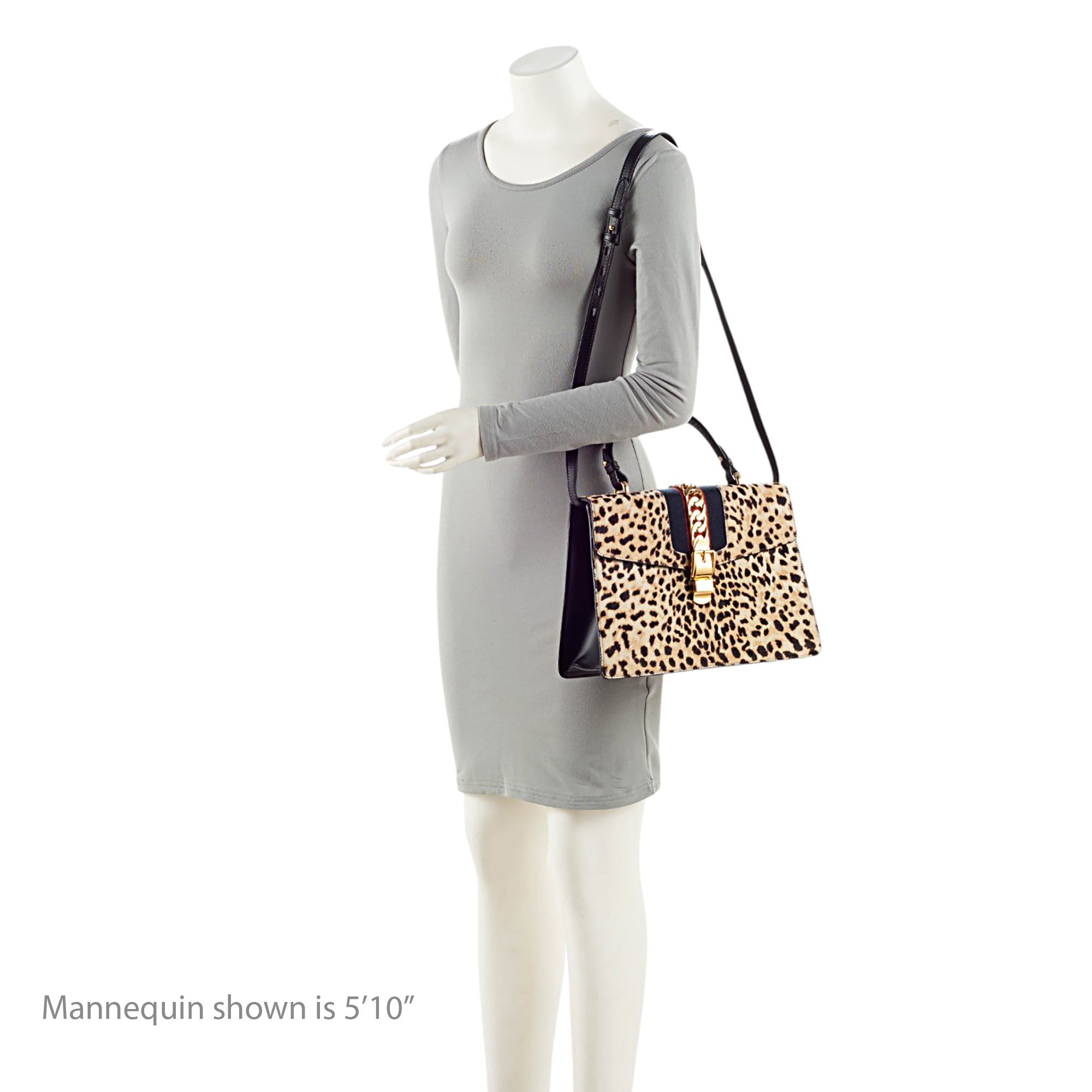 Gucci Leopard Calf Hair Sylvie Medium Top Handle