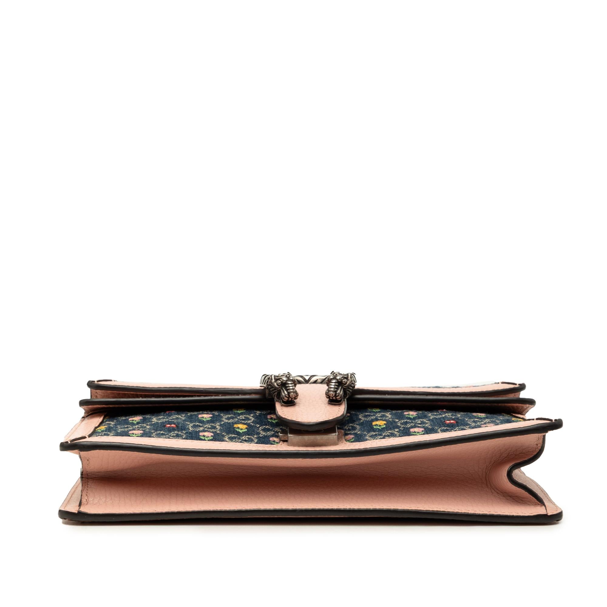 Gucci Limited Edition Medium GG Denim Embroidered Floral Dionysus Crossbody