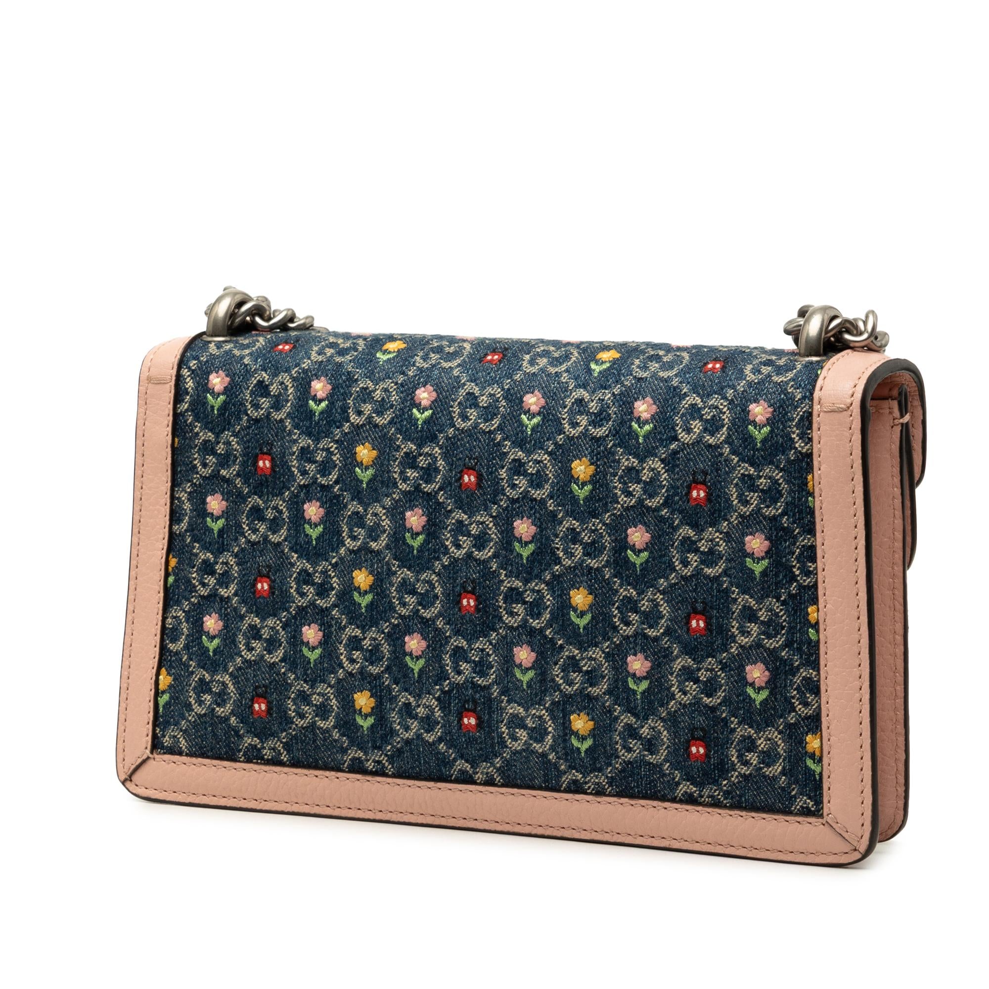 Gucci Limited Edition Medium GG Denim Embroidered Floral Dionysus Crossbody
