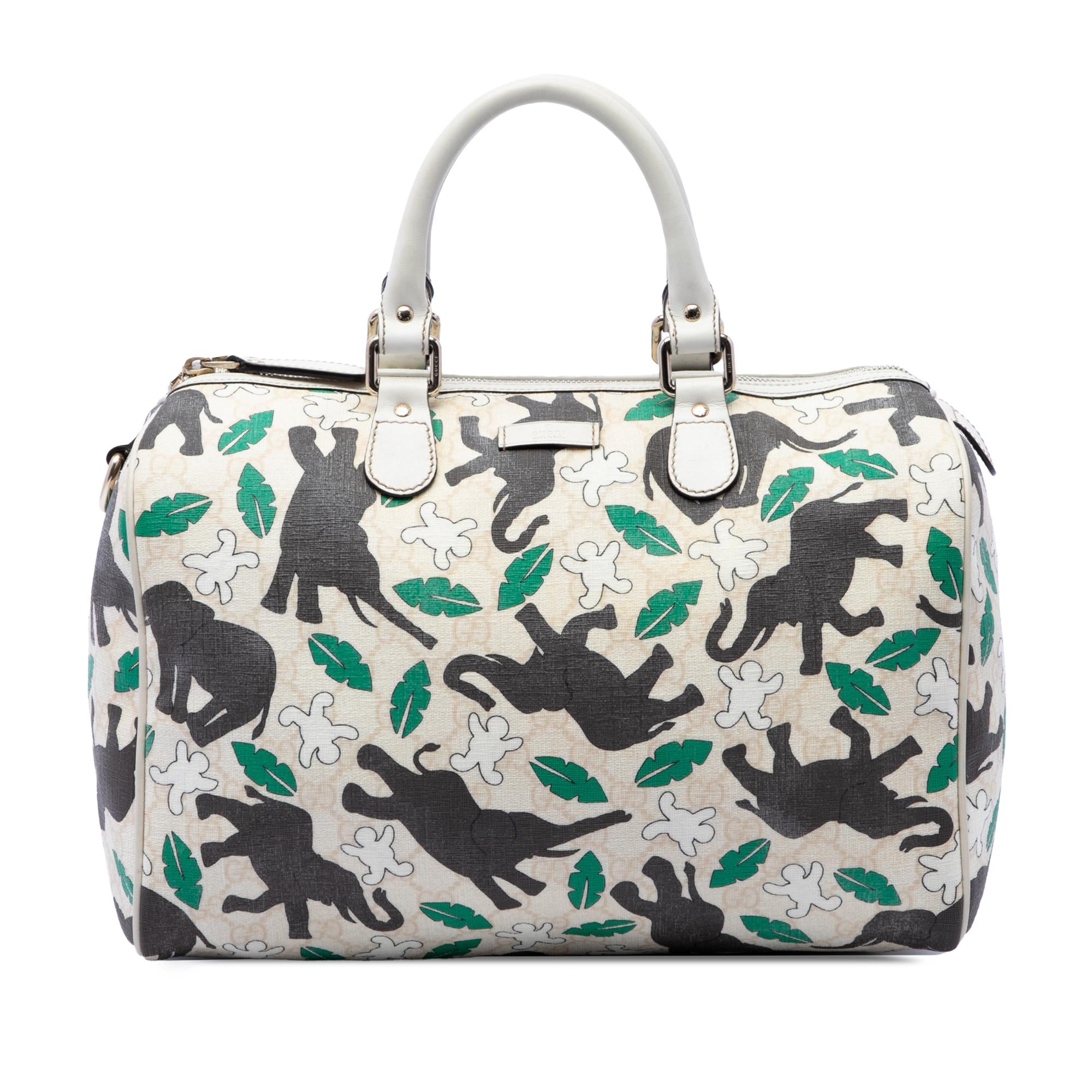 Gucci Limited Edition Medium GG Supreme Snowman In Africa Joy Boston Bag