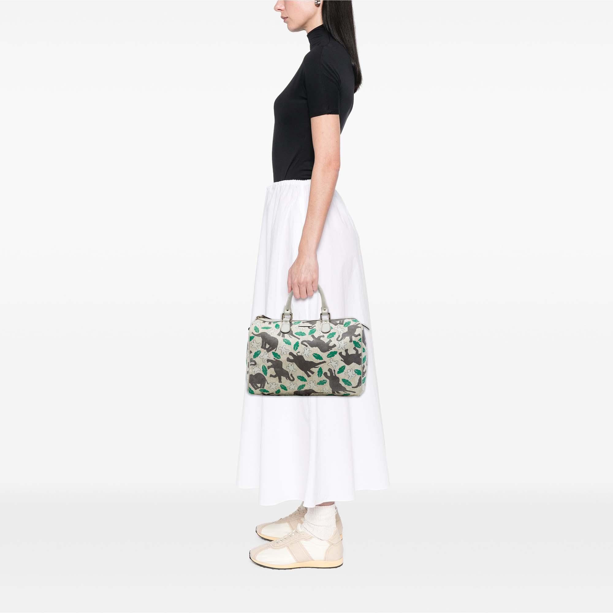 Gucci Limited Edition Medium GG Supreme Snowman In Africa Joy Boston Bag