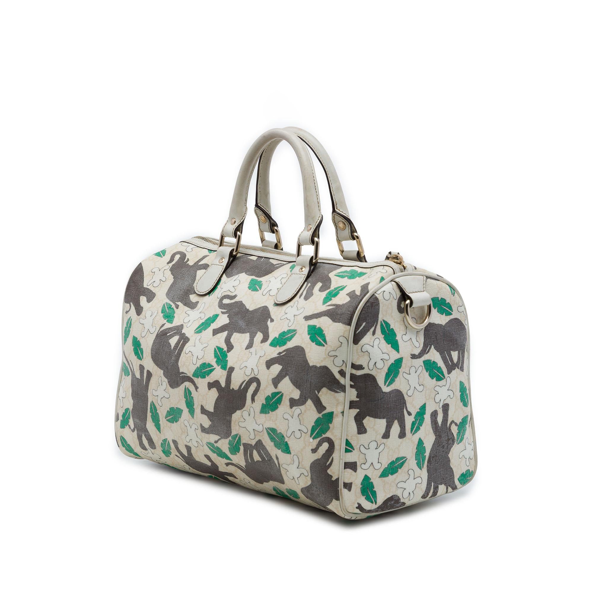 Gucci Limited Edition Medium GG Supreme Snowman In Africa Joy Boston Bag
