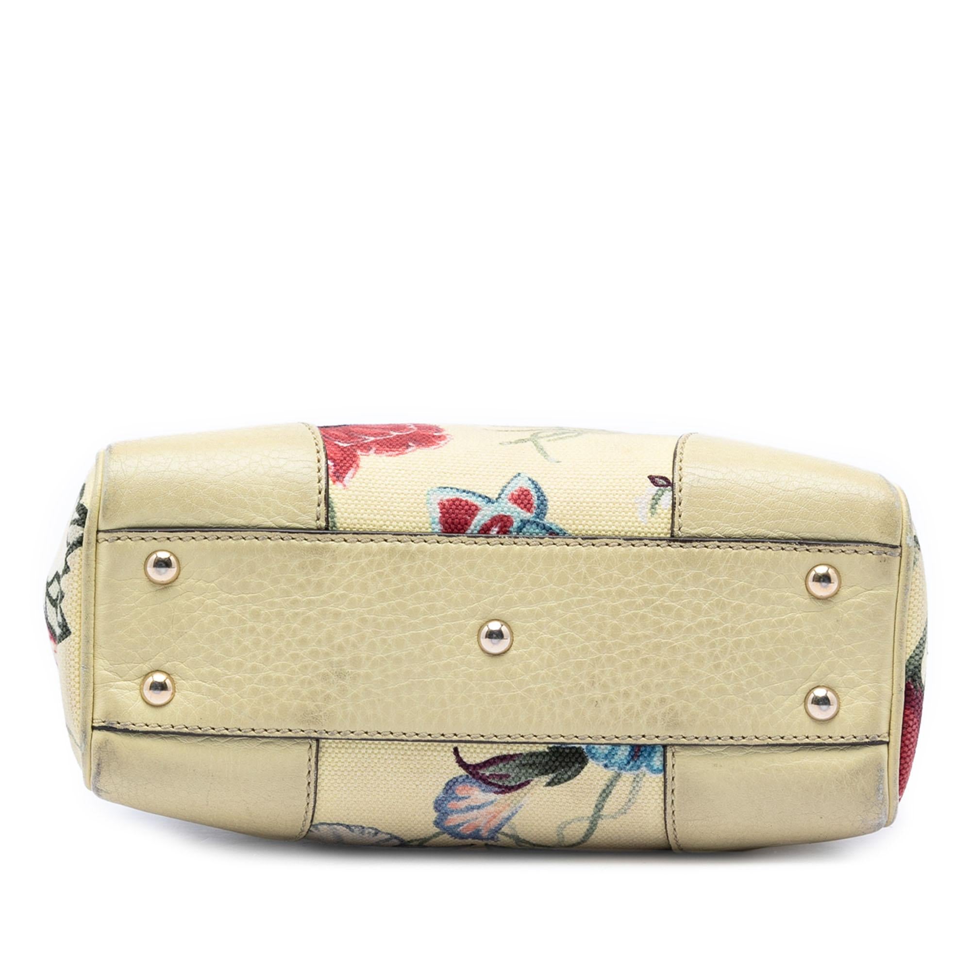 Gucci Limited Edition Mini Canvas Flora Bamboo Shopper Satchel