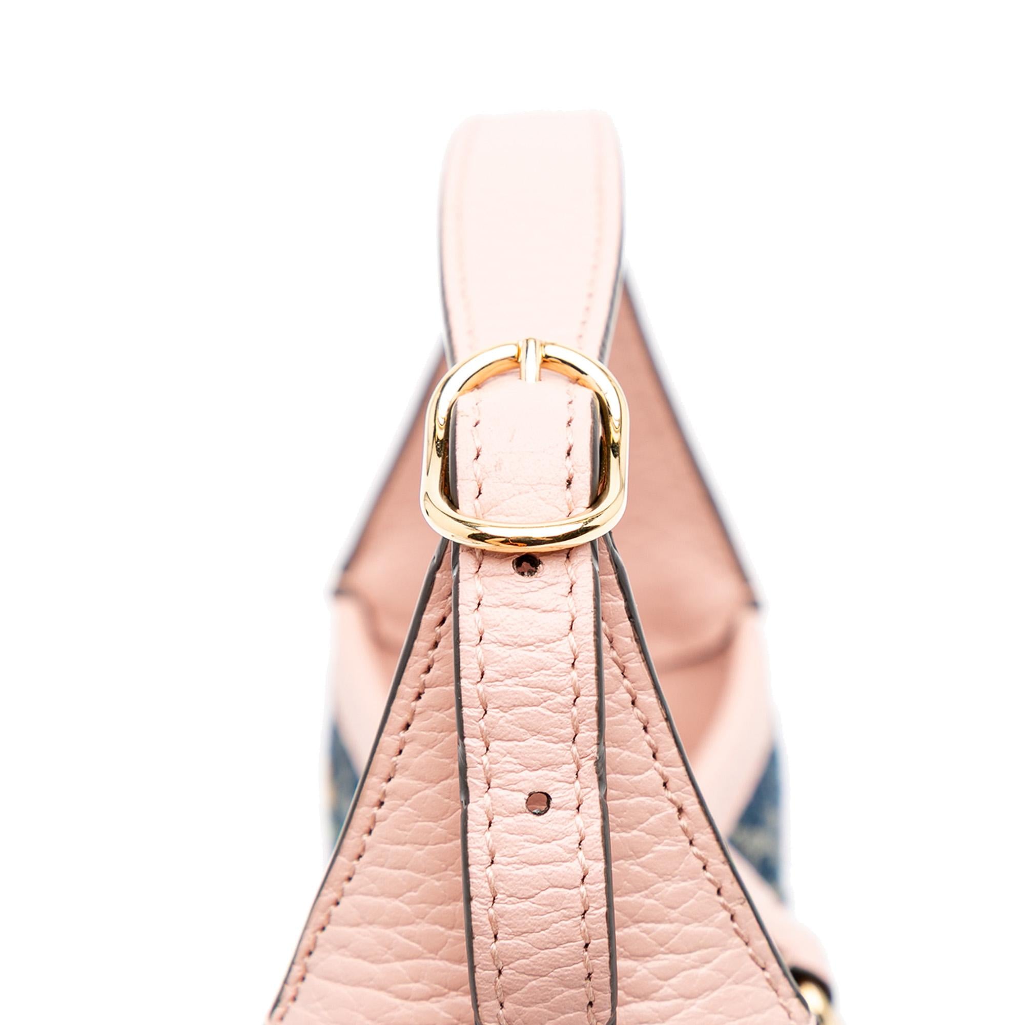 Gucci Limited Edition Mini GG Denim Embroidered Floral Jackie 1961 Crossbody