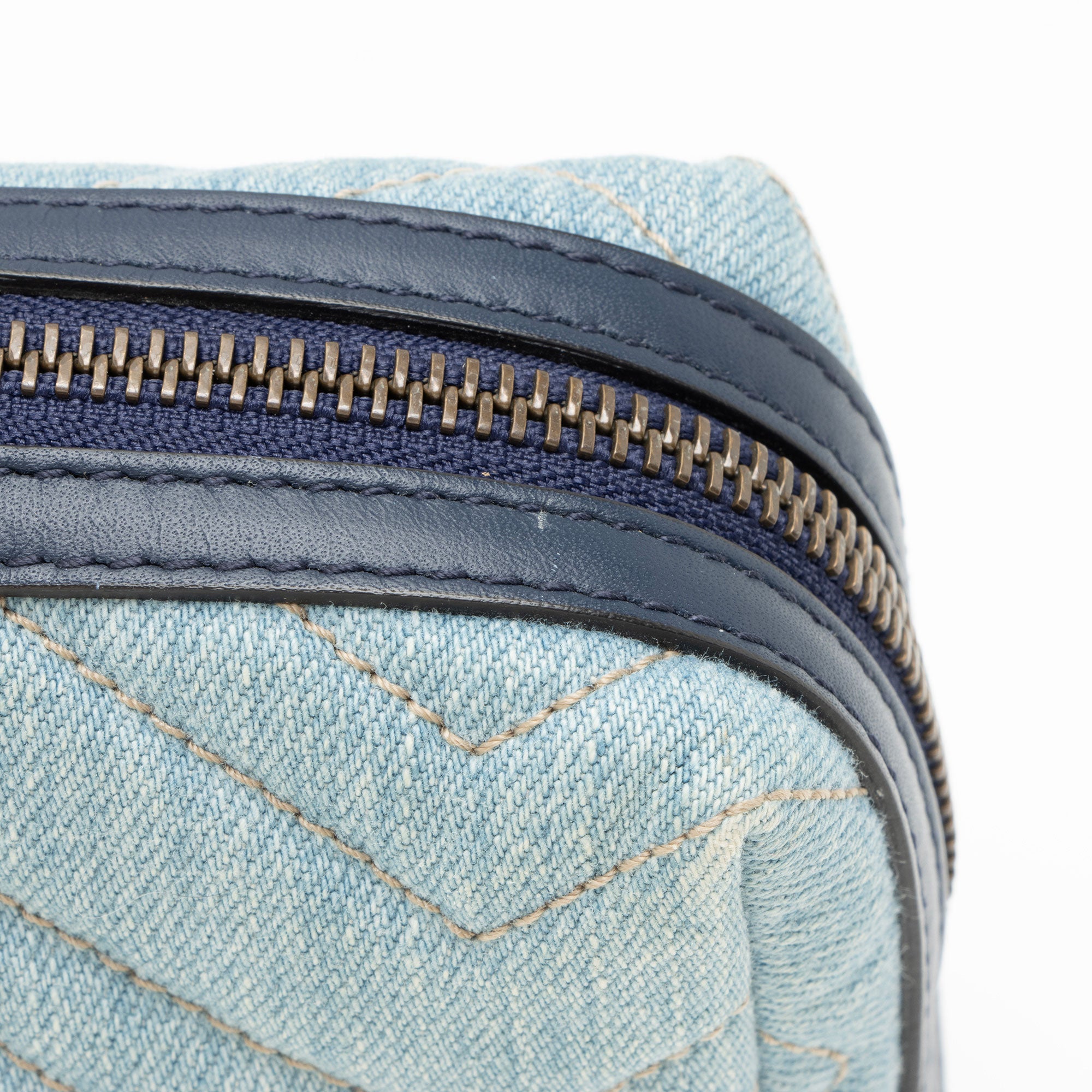 Gucci Matelasse Denim Pearl GG Marmont Cosmetic Case