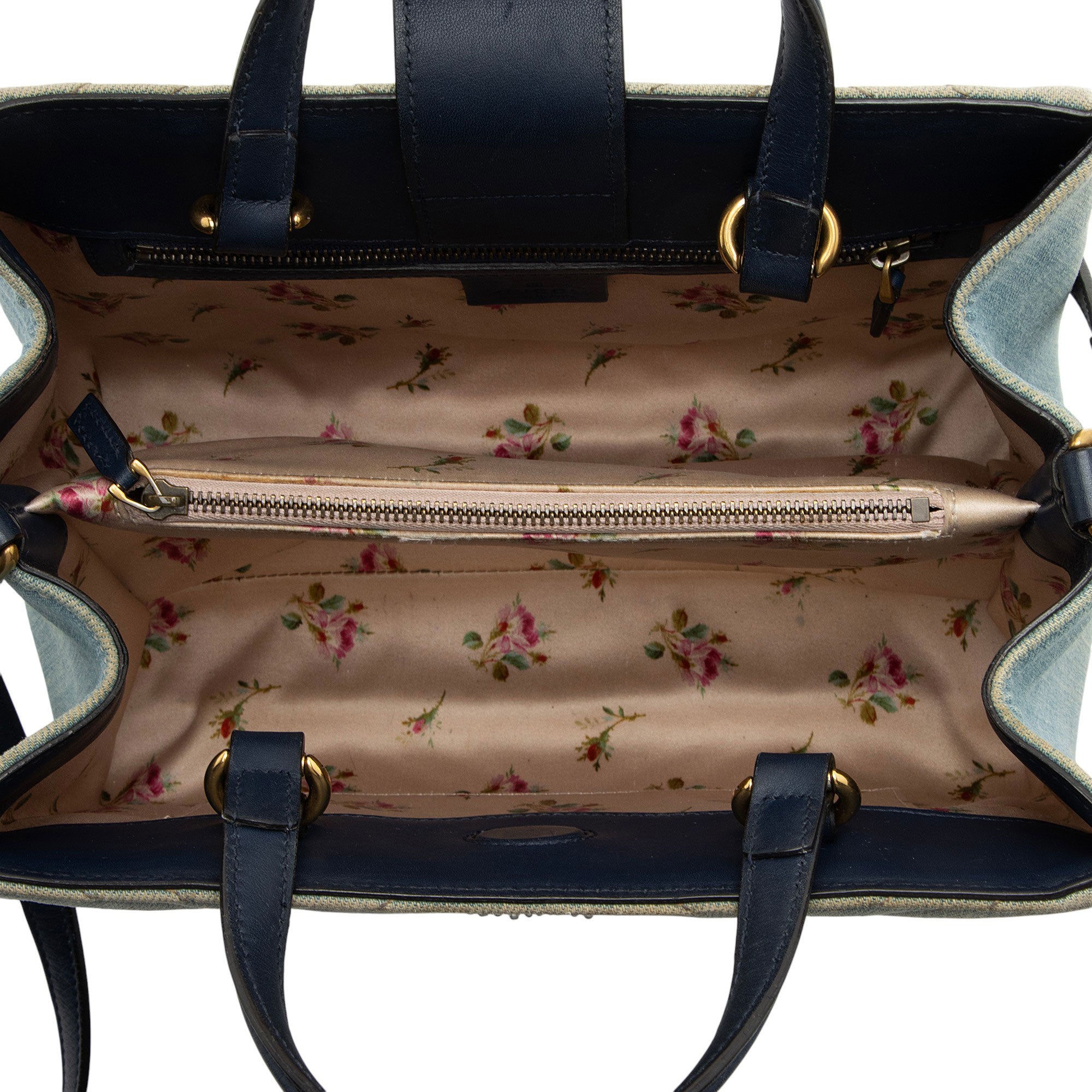 Gucci Matelasse Denim Pearl GG Marmont Small Tote