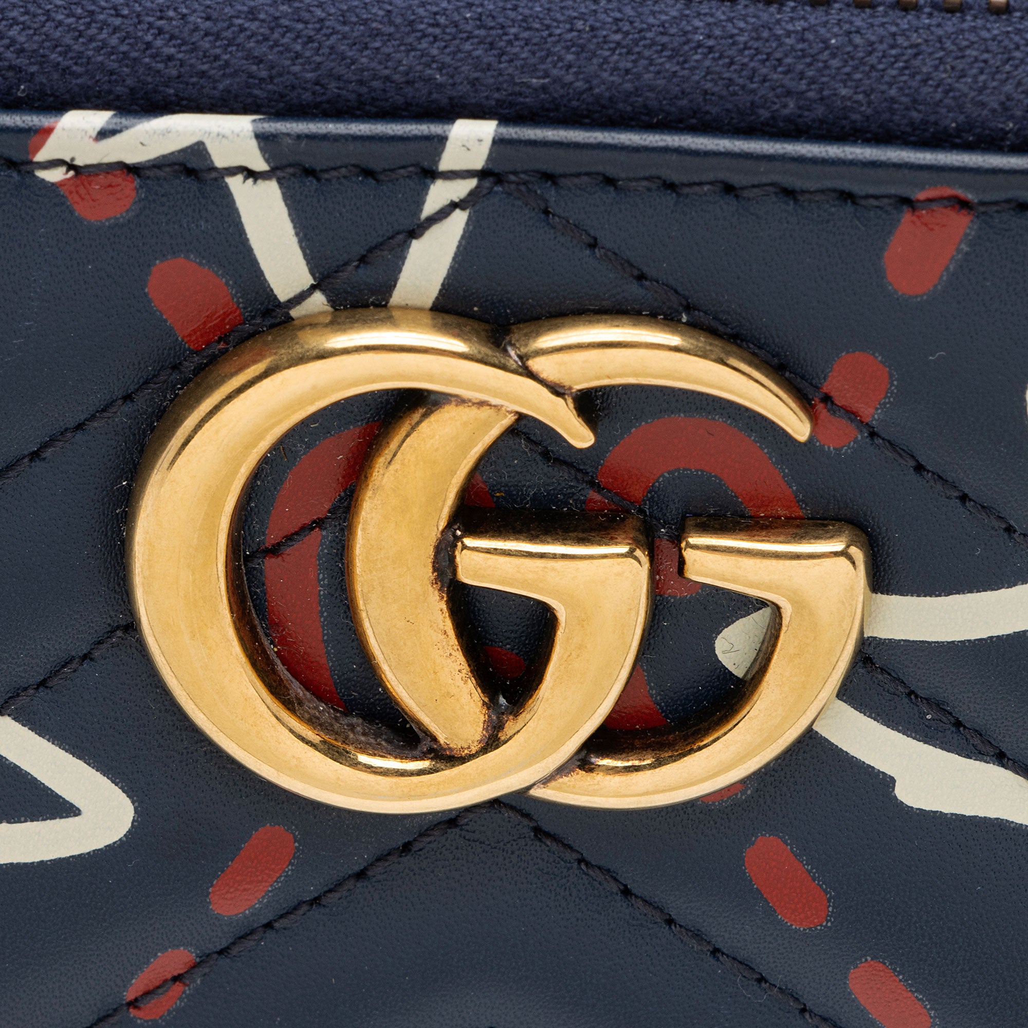 Gucci Matelasse Leather GG Marmont Ghost Zip Around Wallet (SHF-Mkg7g9)