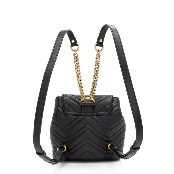 Gucci GG Marmont Chevron Quilted Leather Mini Backpack in Black