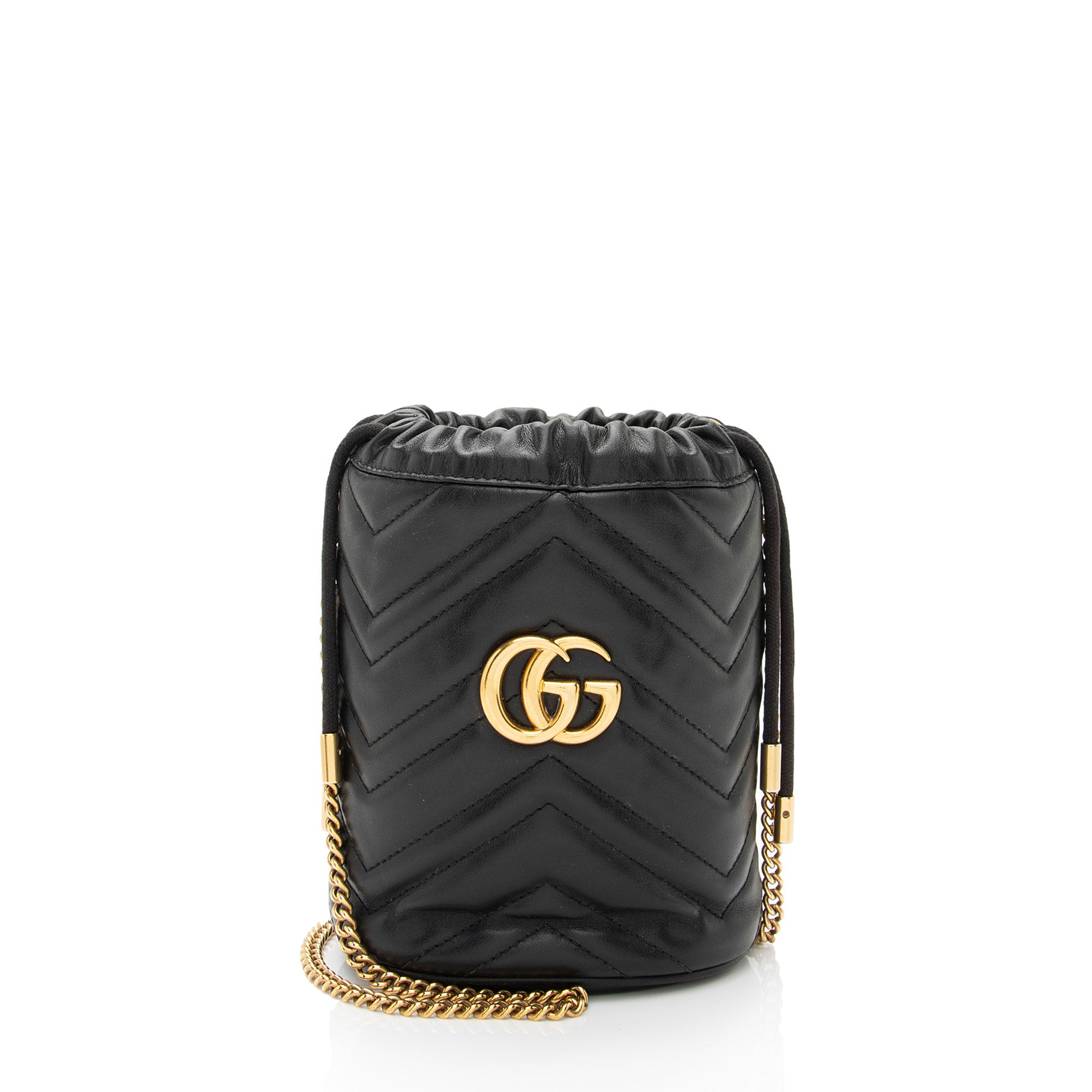 Gucci Matelasse Leather GG Marmont Mini Bucket Bag (SHF-Umtahx)