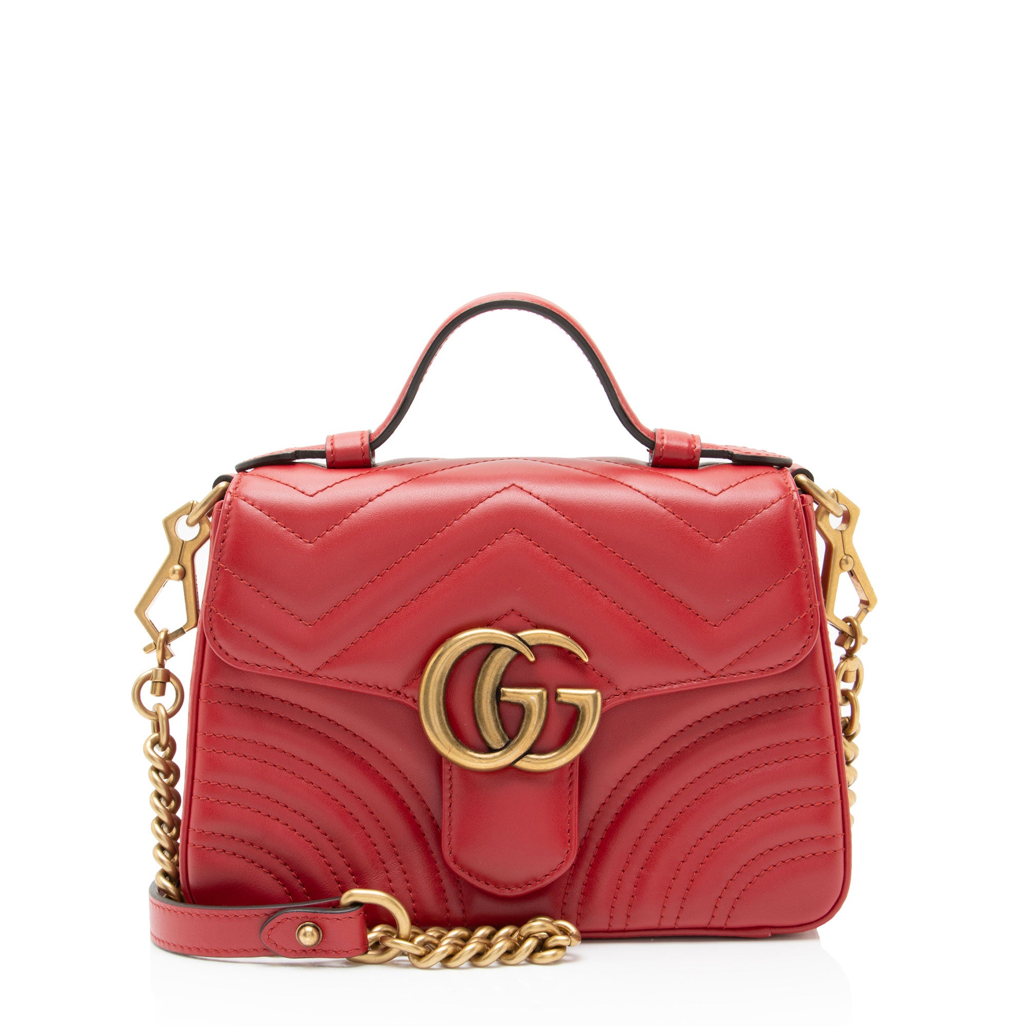 Gucci Matelasse Leather GG Marmont Mini Top Handle Bag