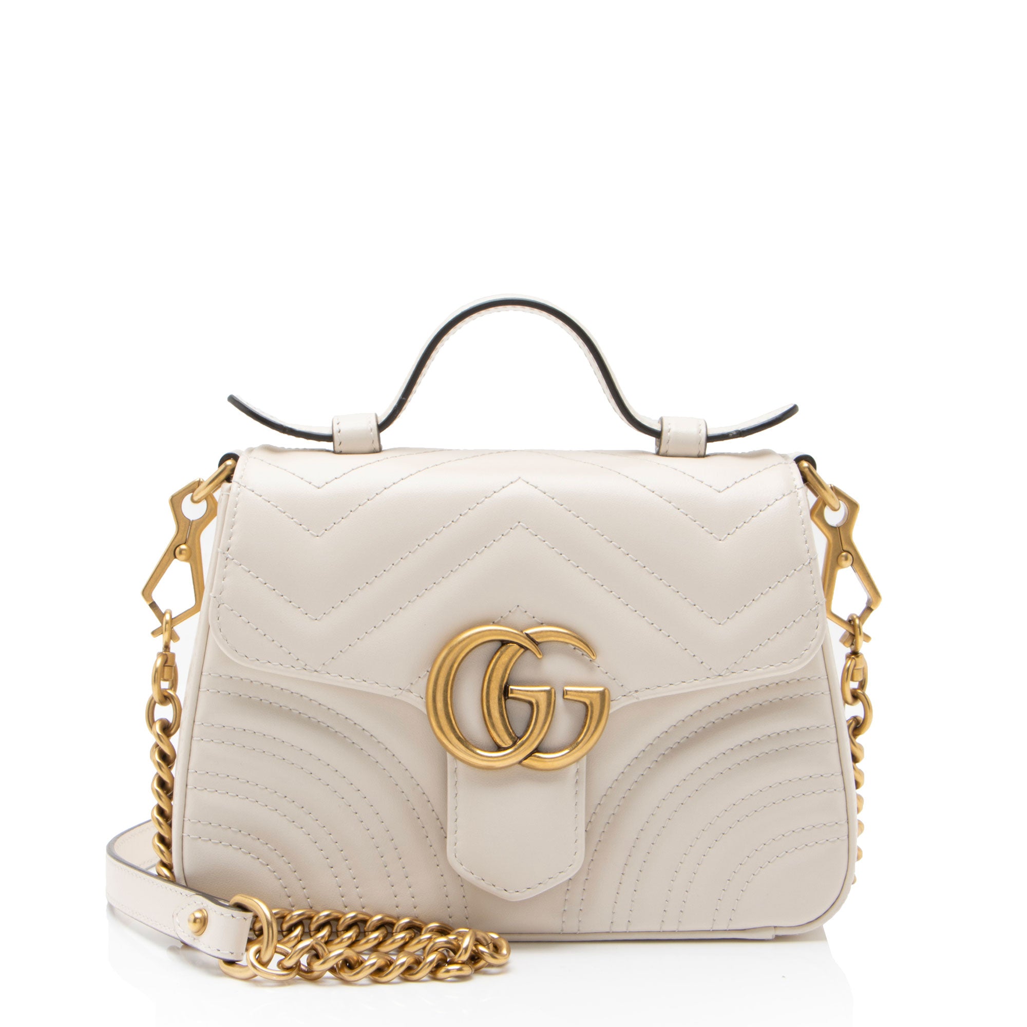 Gucci Matelasse Leather GG Marmont Mini Top Handle Bag