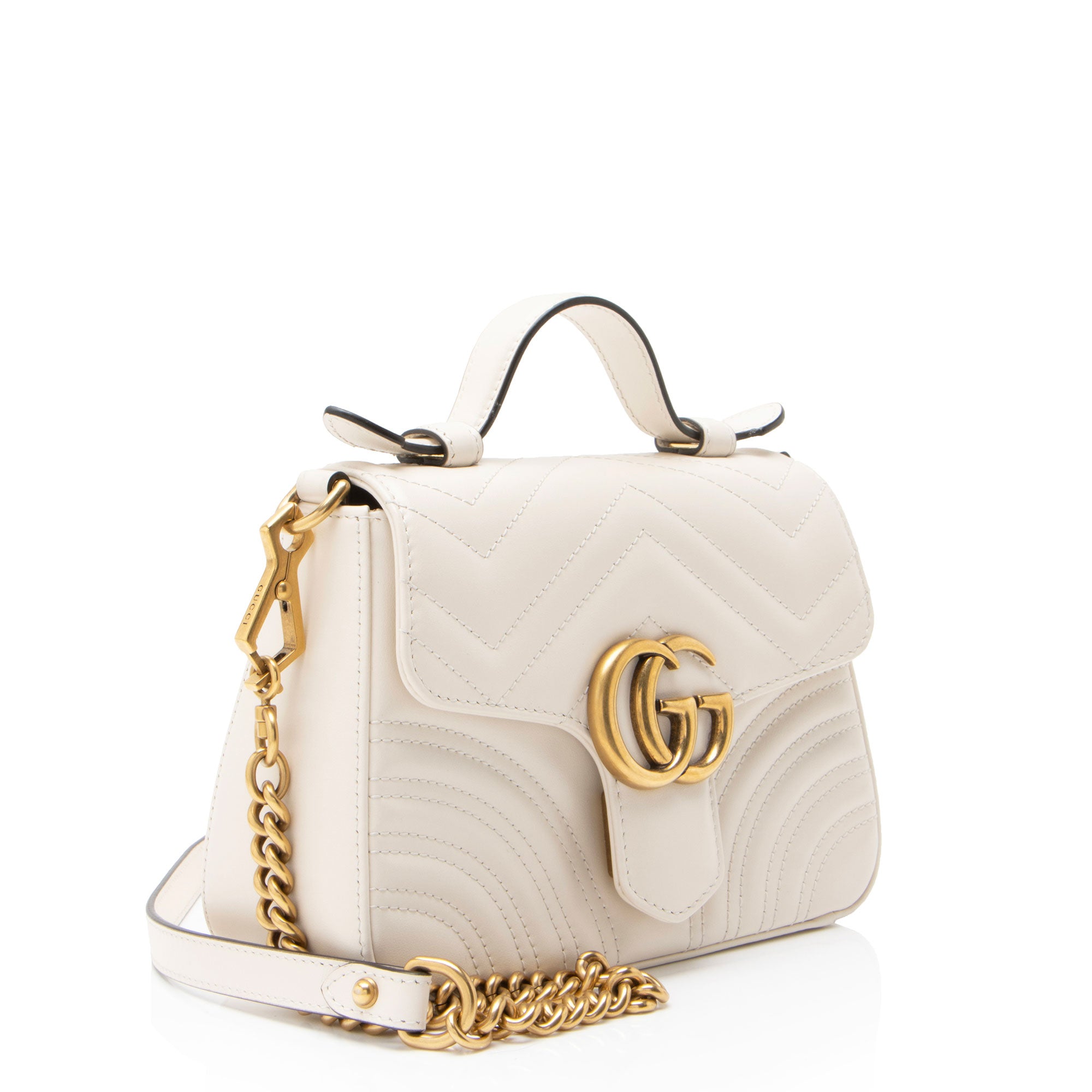 Gucci Matelasse Leather GG Marmont Mini Top Handle Bag