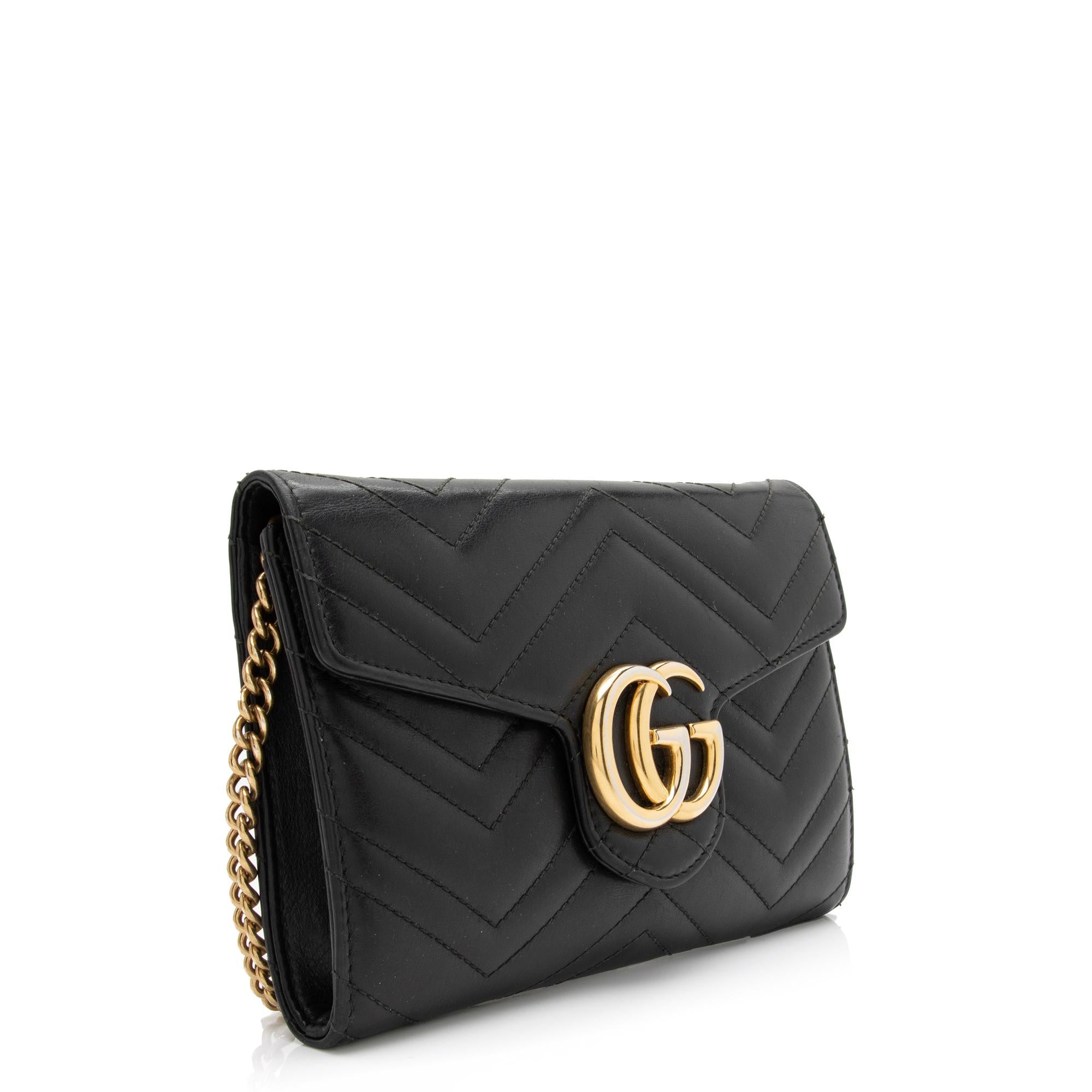 Gucci Matelasse Leather GG Marmont Mini Wallet on Chain Bag (SHF-zSUheQ)