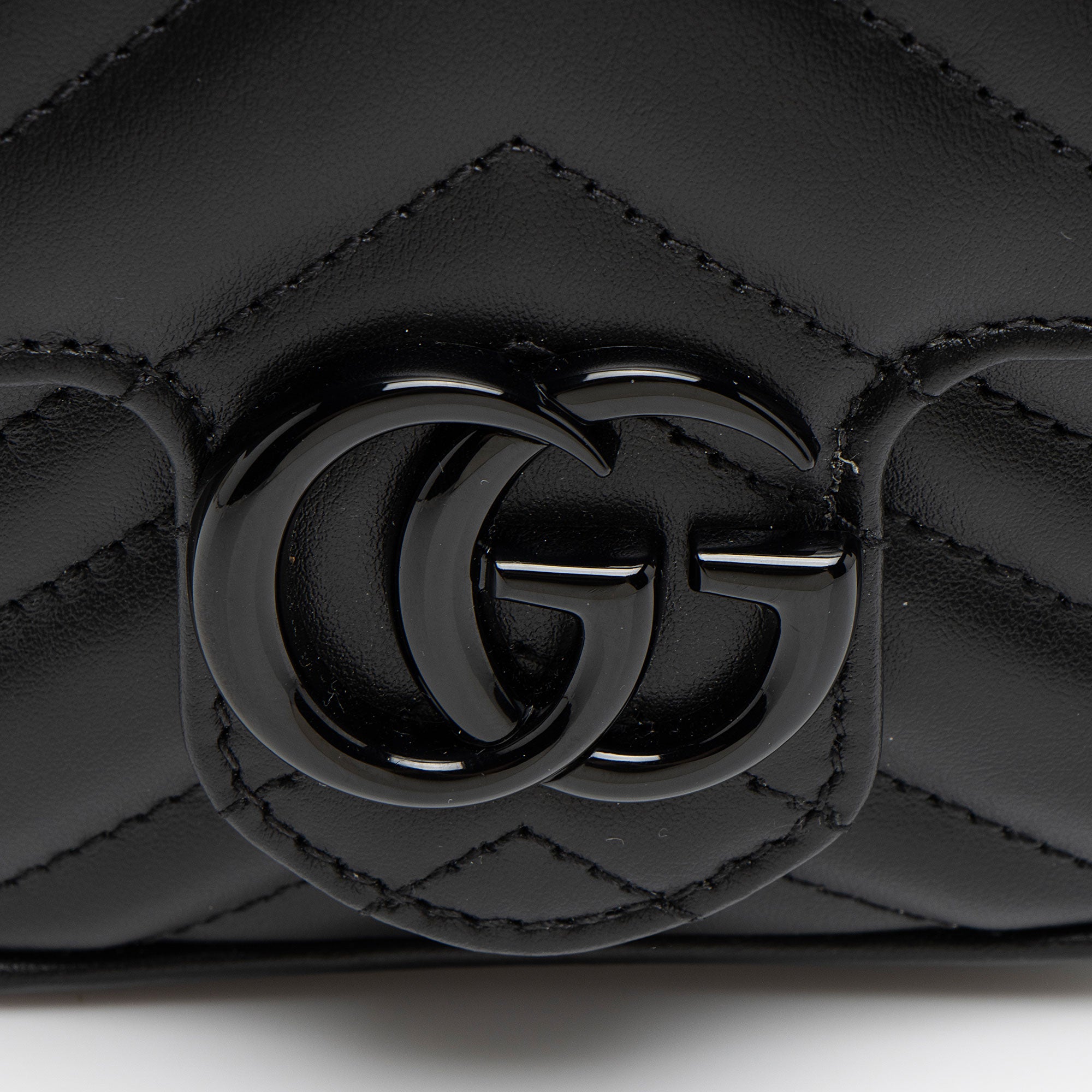 Gucci Matelasse Leather GG Marmont Monochrome Square Chain Belt Bag