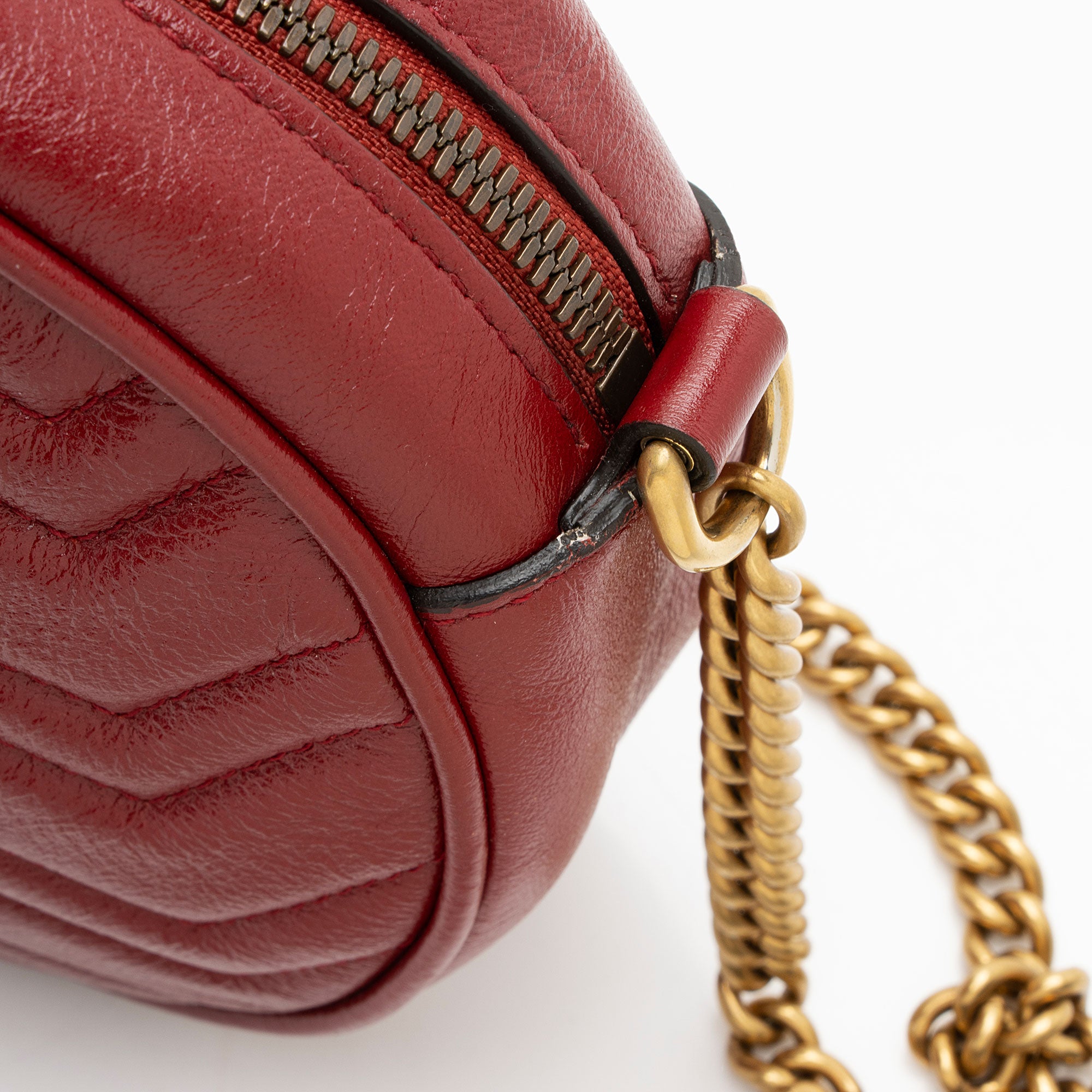 Gucci Matelasse Leather GG Marmont Round Mini Shoulder Bag