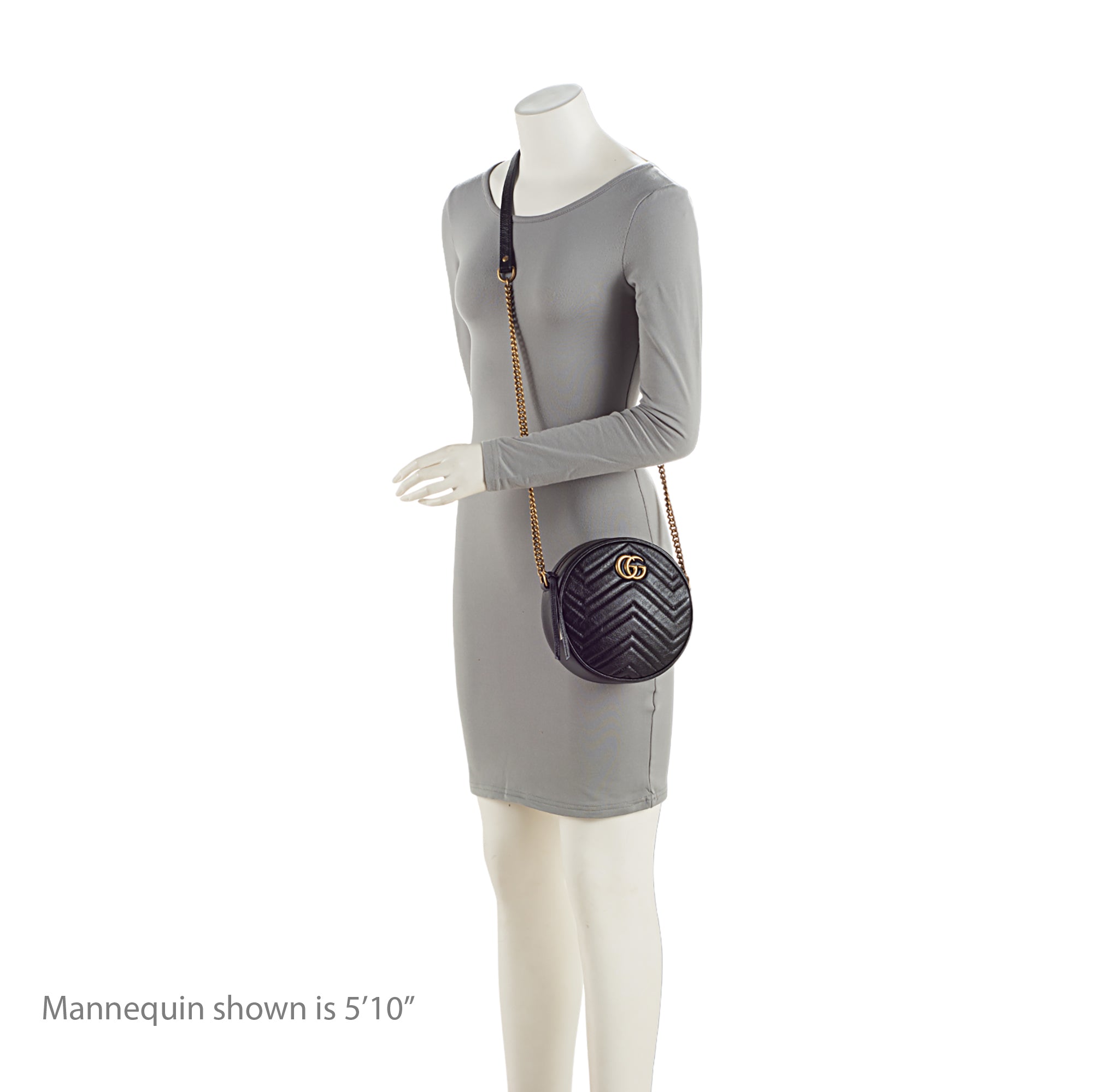 Gucci Matelasse Leather GG Marmont Round Mini Shoulder Bag