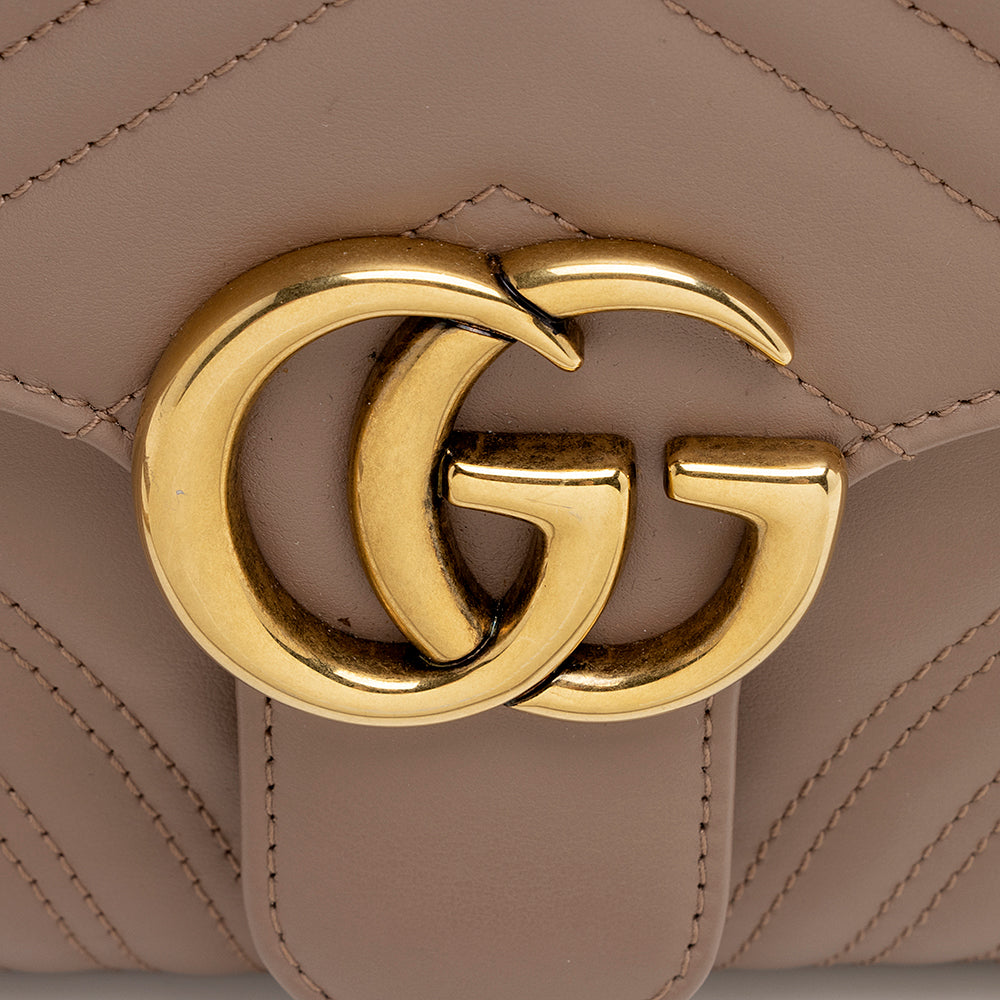 Gucci Matelasse Leather GG Marmont Top Handle Small Shoulder Bag (SHF-22063)