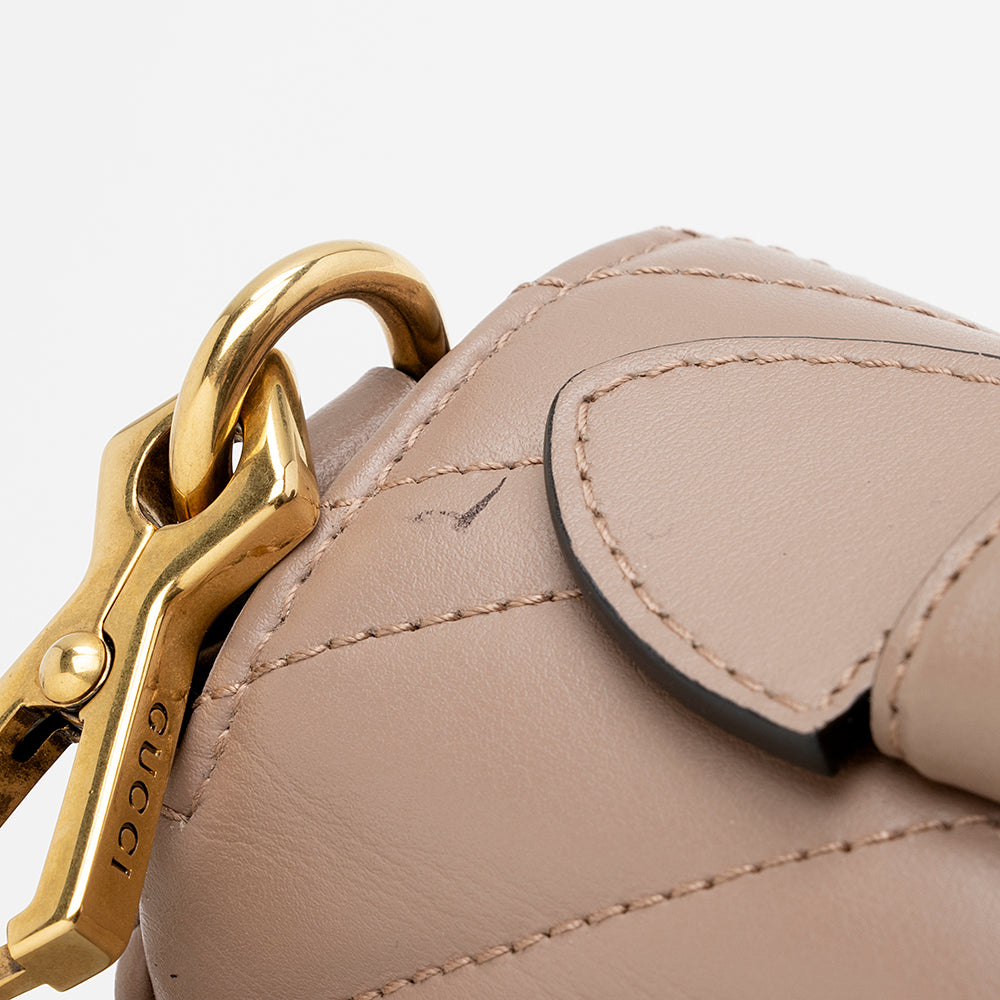 Gucci Matelasse Leather GG Marmont Top Handle Small Shoulder Bag (SHF-22063)