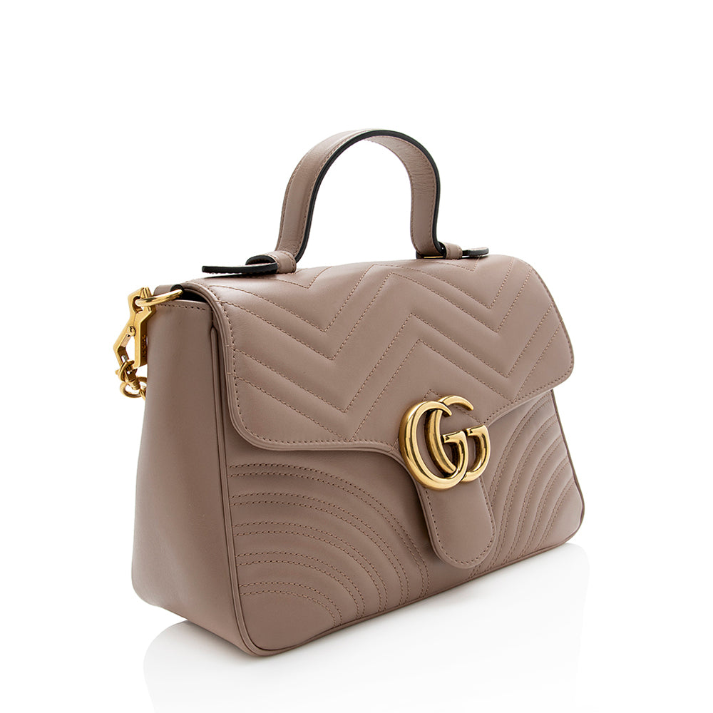 Gucci Matelasse Leather GG Marmont Top Handle Small Shoulder Bag (SHF-22063)