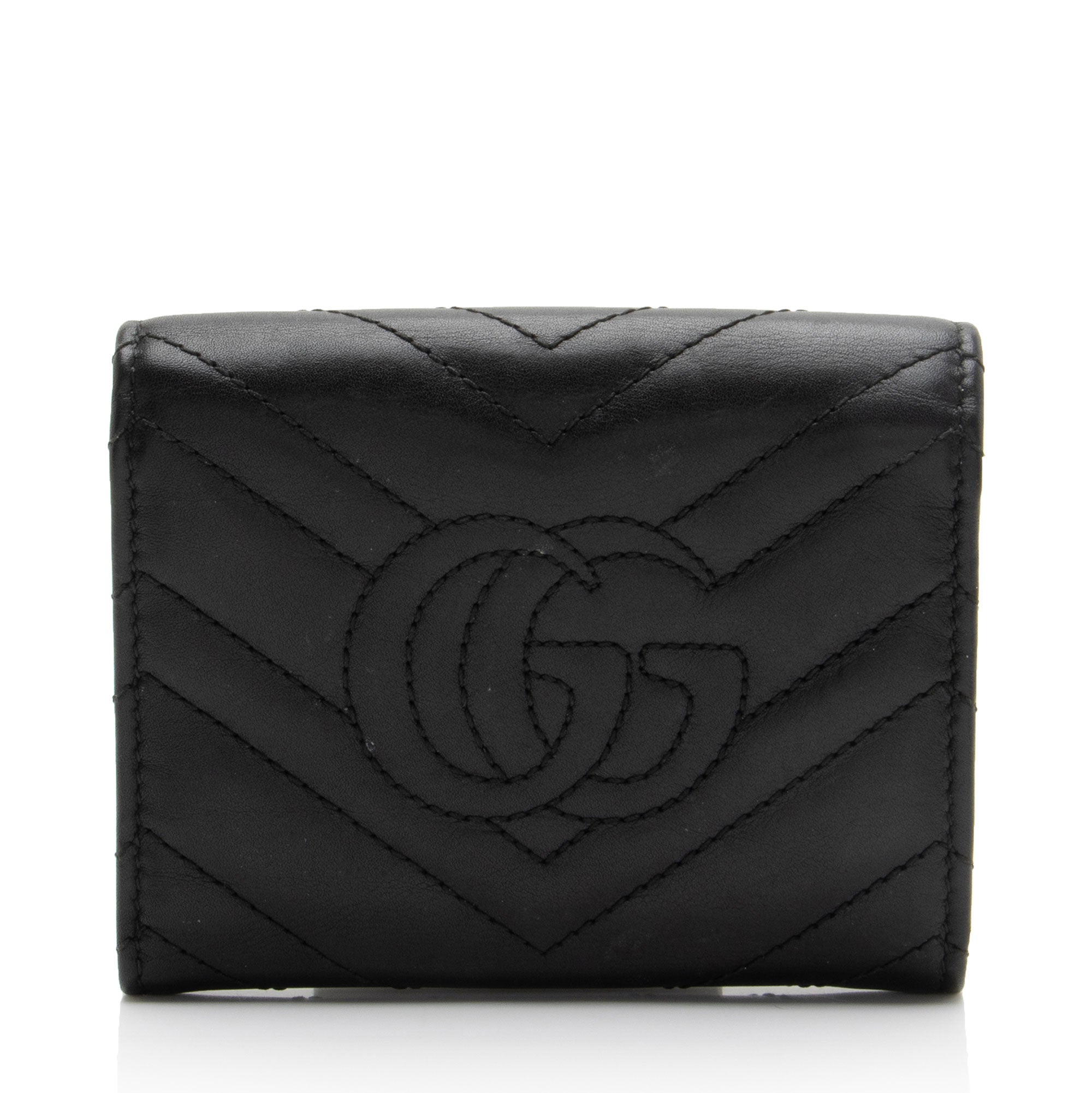 Gucci Matelasse Leather GG Marmont Trifold Wallet