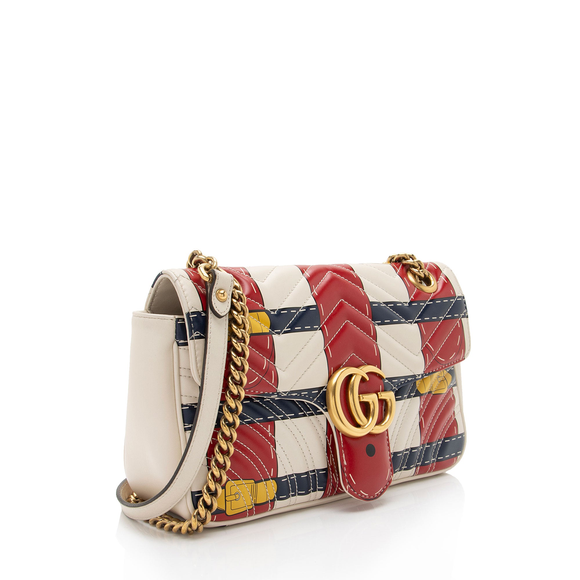 Gucci Matelasse Leather GG Marmont Trompe L'Oeil Small Flap Bag