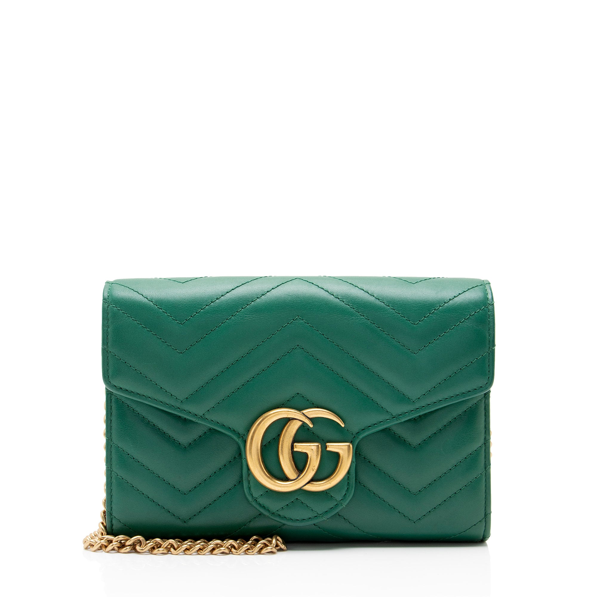Gucci Matelasse Leather GG Marmont Wallet on Chain
