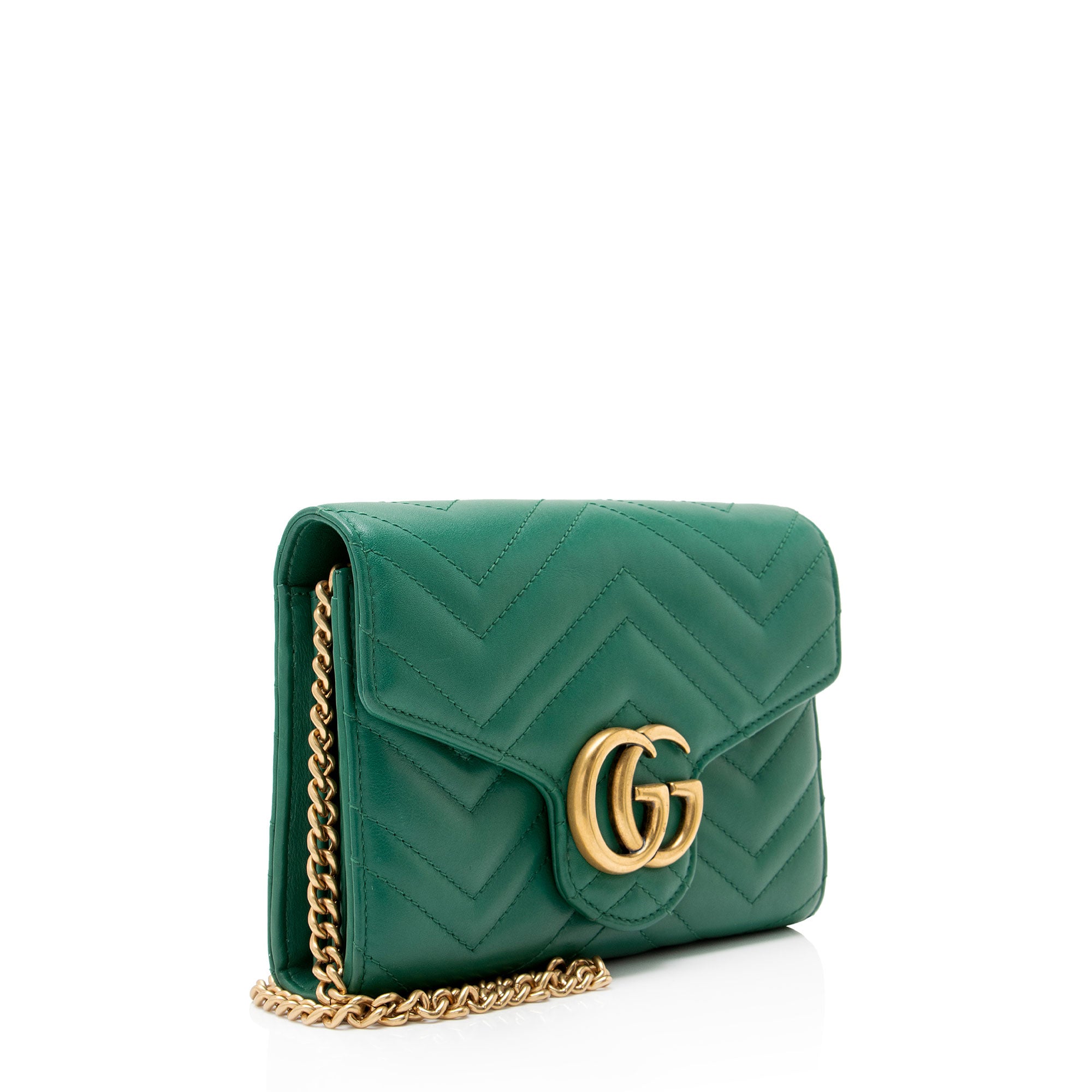 Gucci Matelasse Leather GG Marmont Wallet on Chain