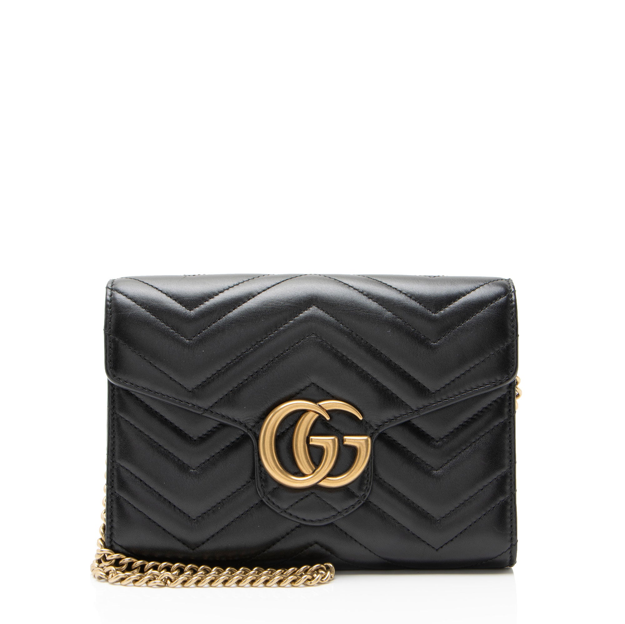 Gucci Matelasse Leather GG Marmont Wallet on Chain