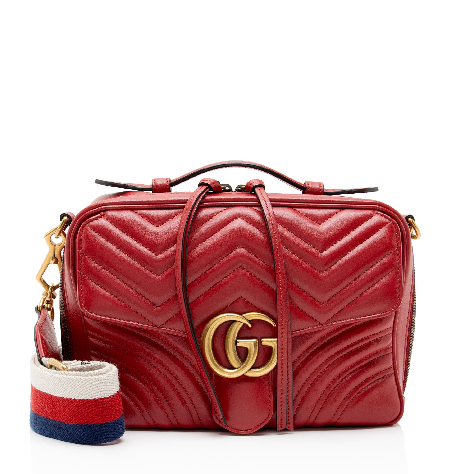 Gucci Matelasse Leather GG Marmont Zip Around Top Handle