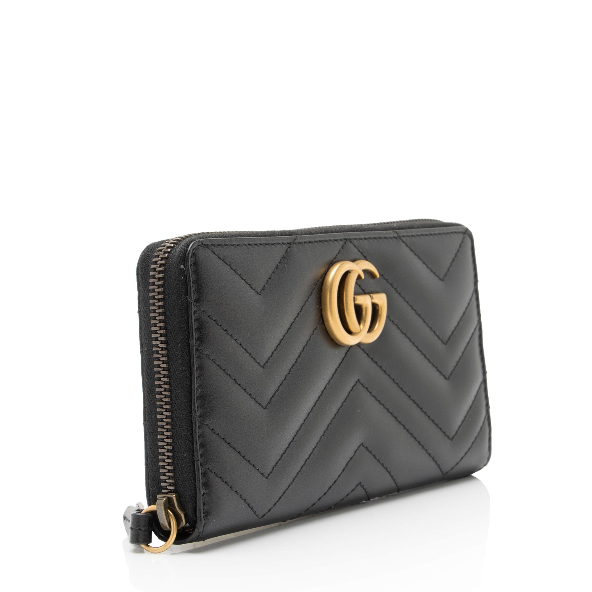 Gucci Matelasse Leather GG Marmont Zip Wallet