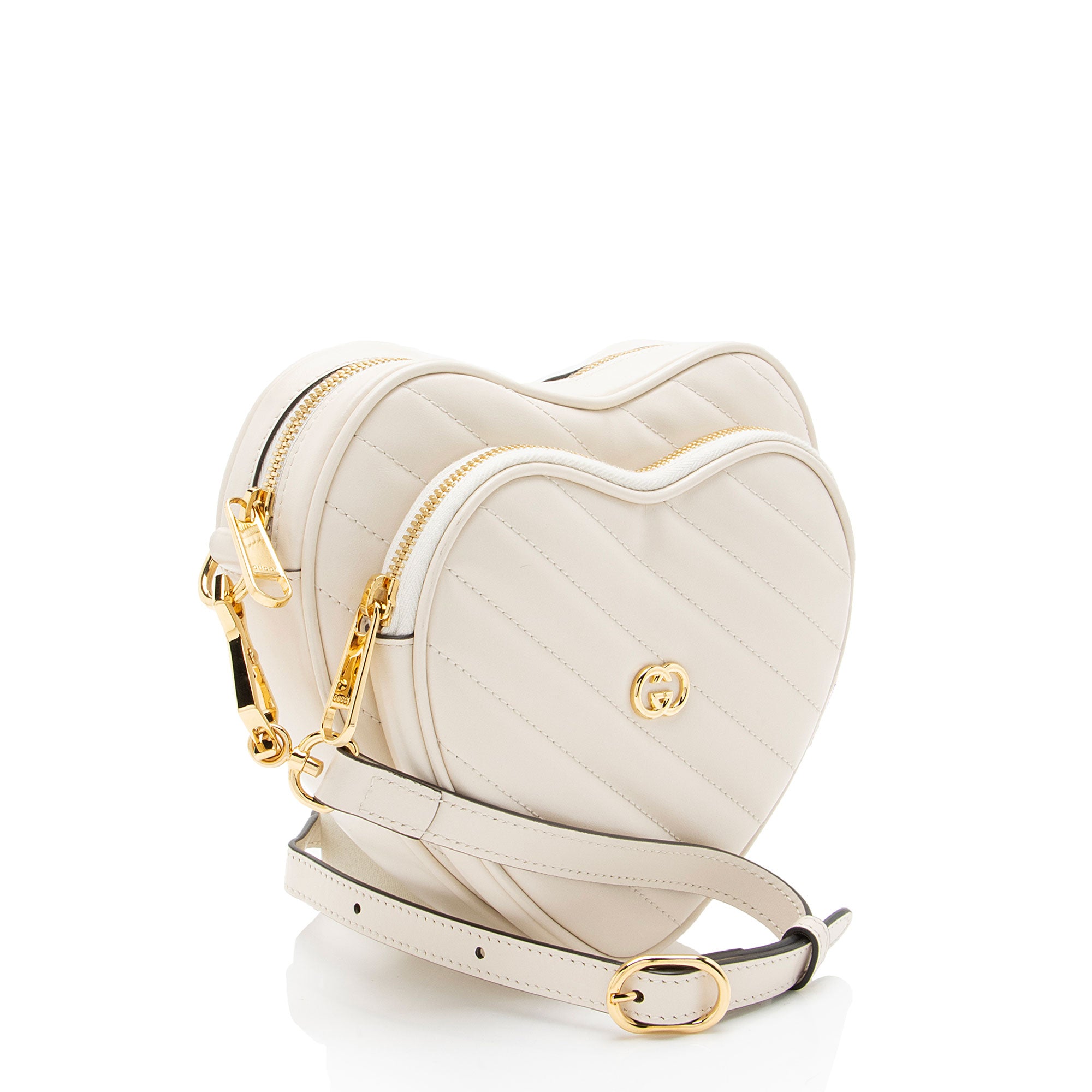 Gucci Matelasse Leather Interlocking G Heart Mini Shoulder Bag