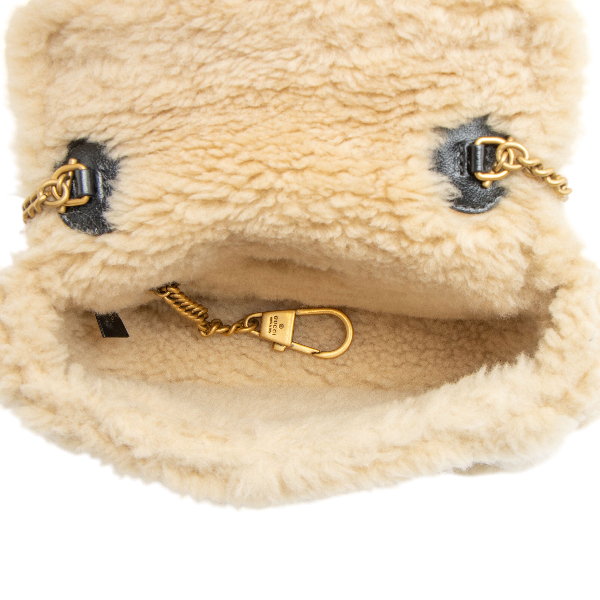 Gucci Matelasse Leather Shearling GG Marmont Super Mini Flap Bag