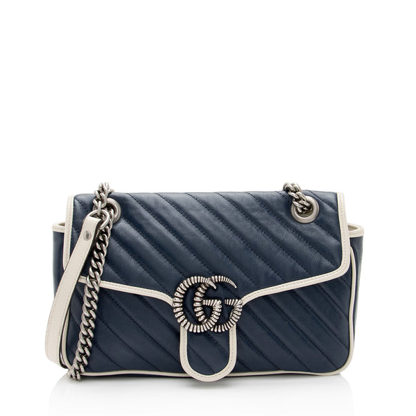 Gucci Matelasse Leather Torchon GG Marmont Small Flap Bag (SHF-V987rt)