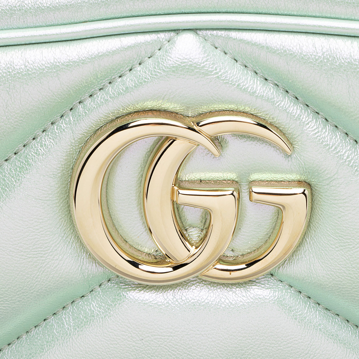 Gucci Matelasse Padded Iridescent Leather GG Marmont Small Camera Bag