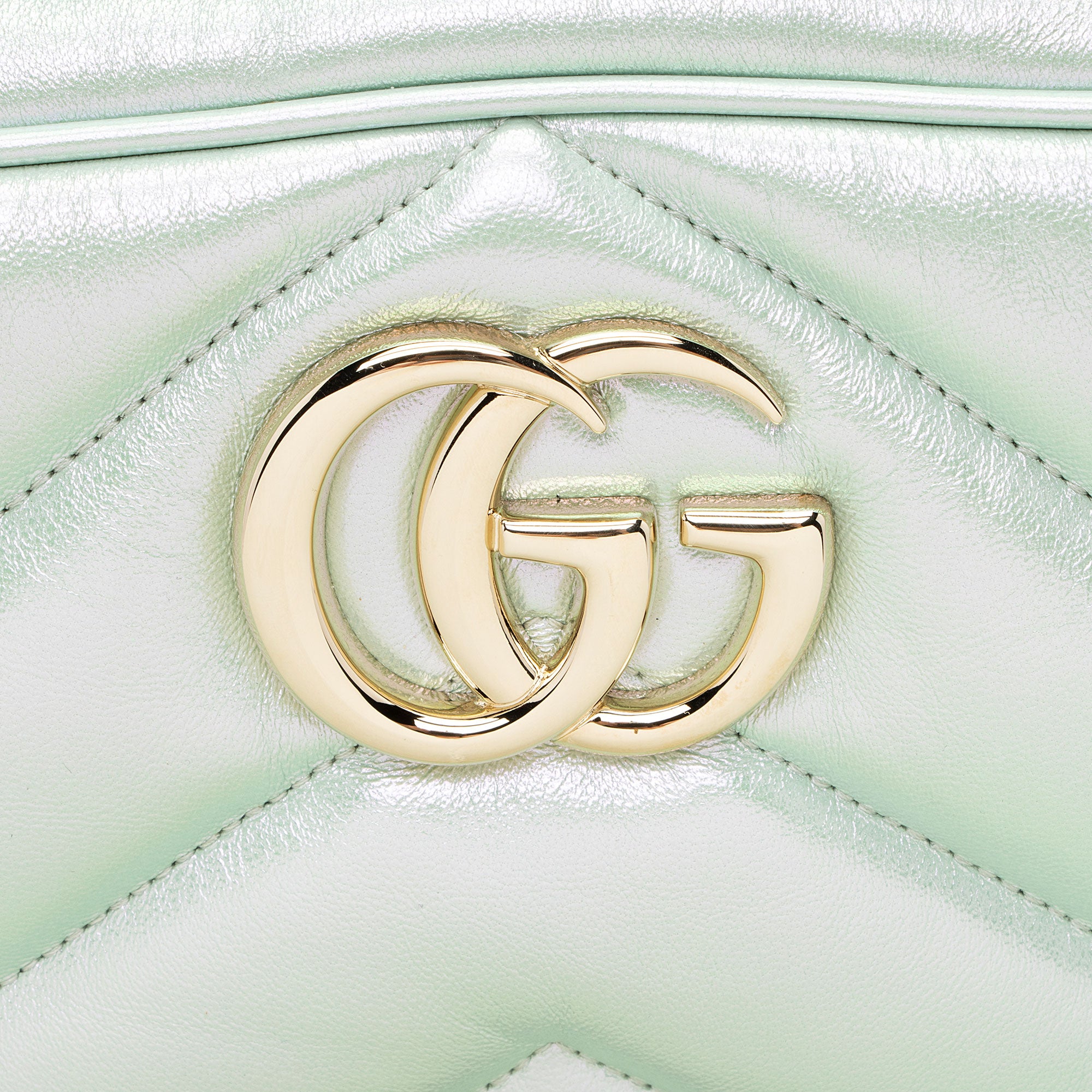 Gucci Matelasse Padded Iridescent Leather GG Marmont Small Camera Bag