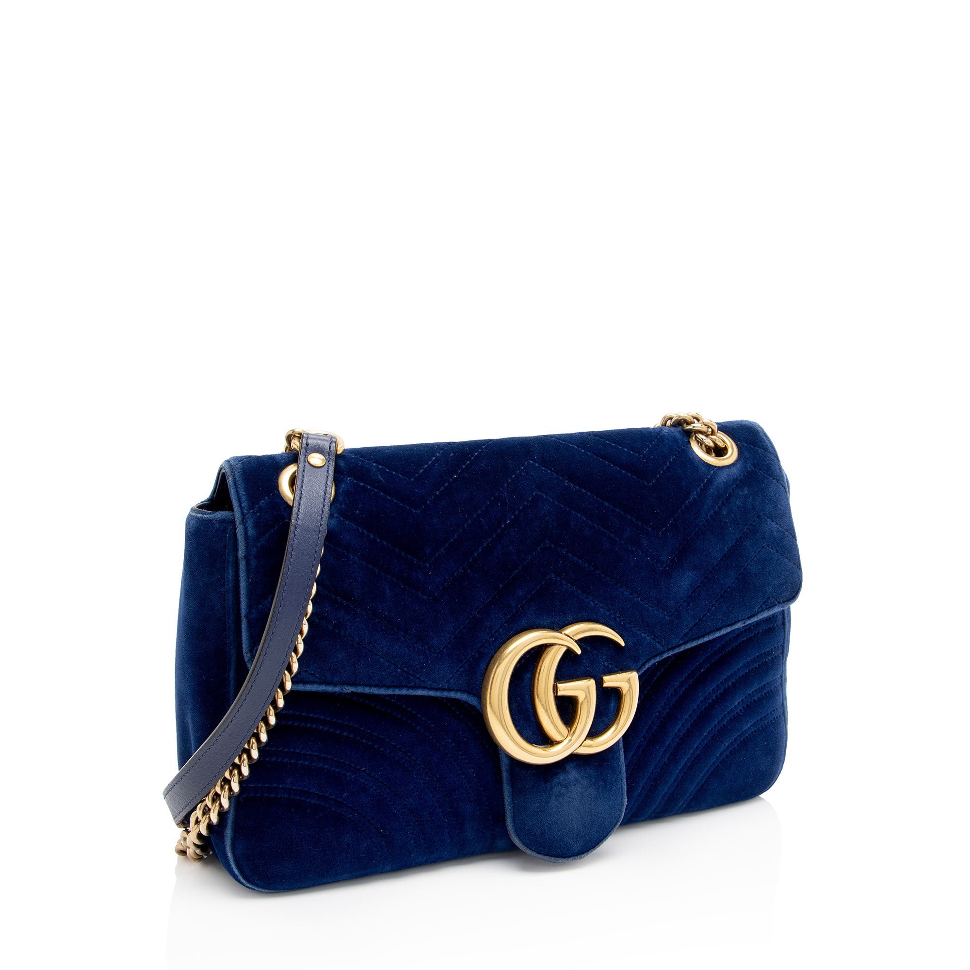 Gucci Matelasse Velvet GG Marmont Medium Shoulder Bag