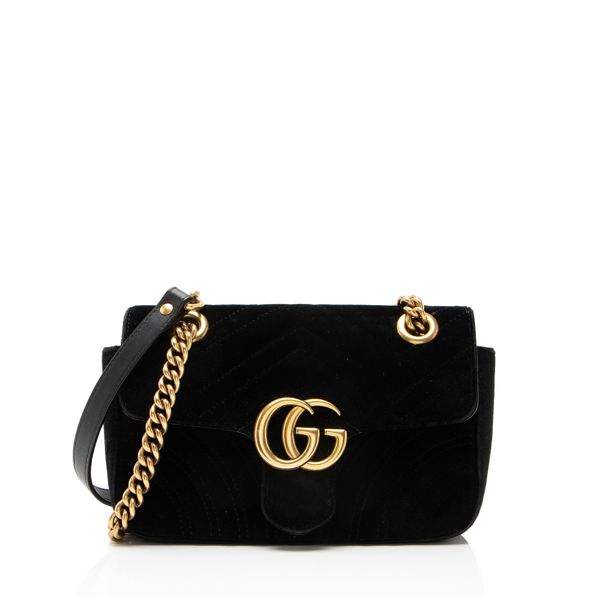Gucci Matelasse Velvet GG Marmont Small Flap Bag
