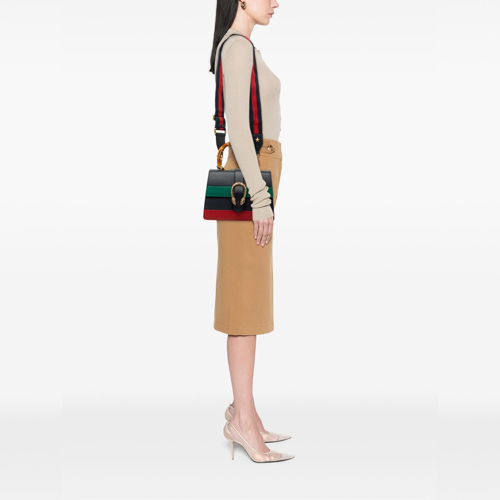 Gucci Medium Calfskin Bamboo Dionysus Web Satchel