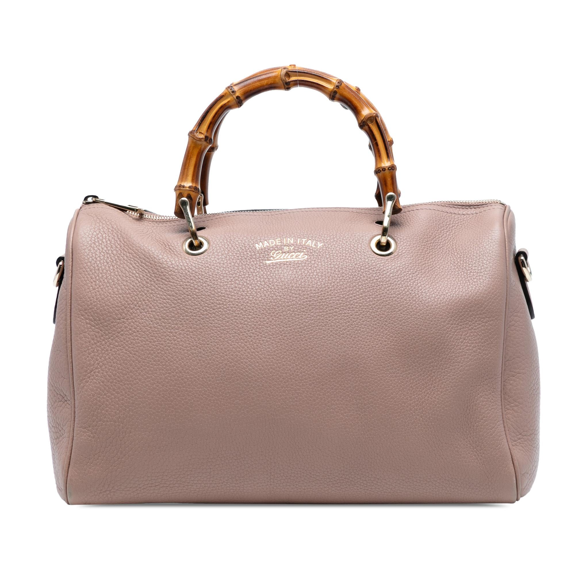 Gucci Medium Calfskin Bamboo Shopper Boston Bag