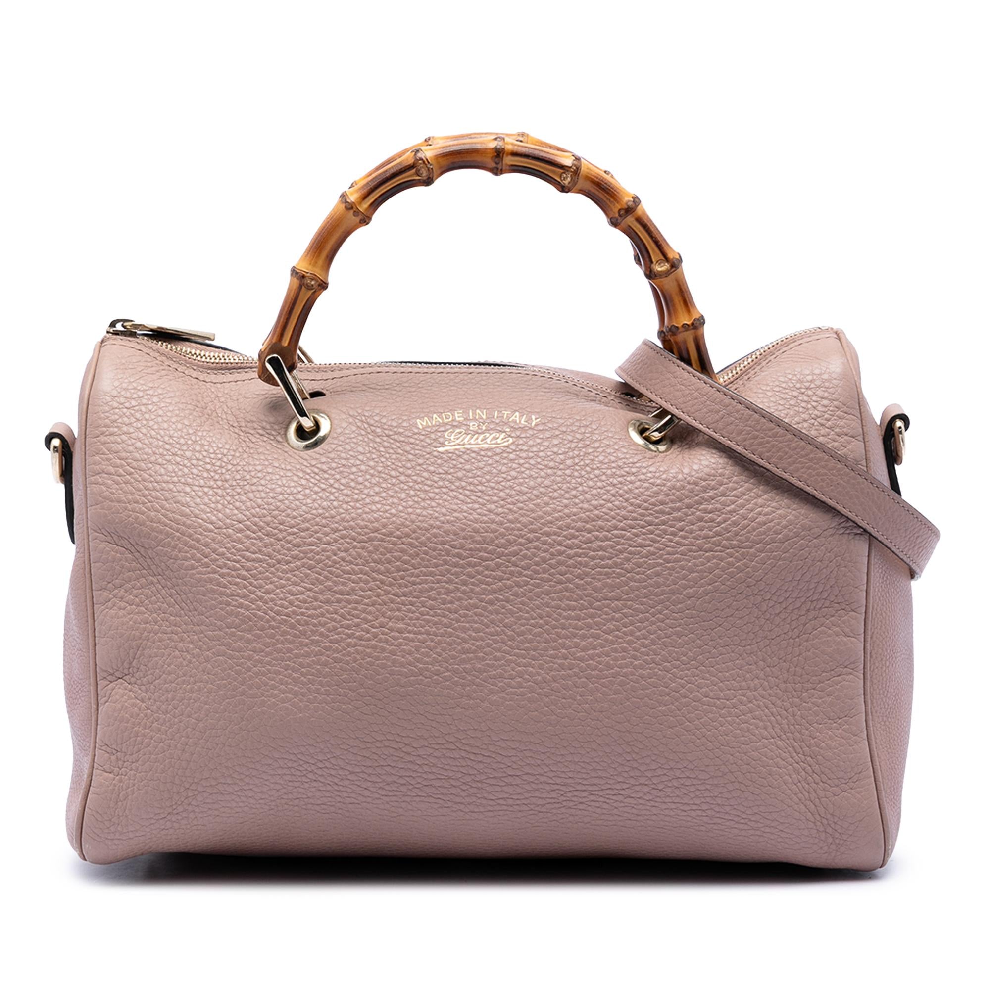 Gucci Medium Calfskin Bamboo Shopper Boston Bag