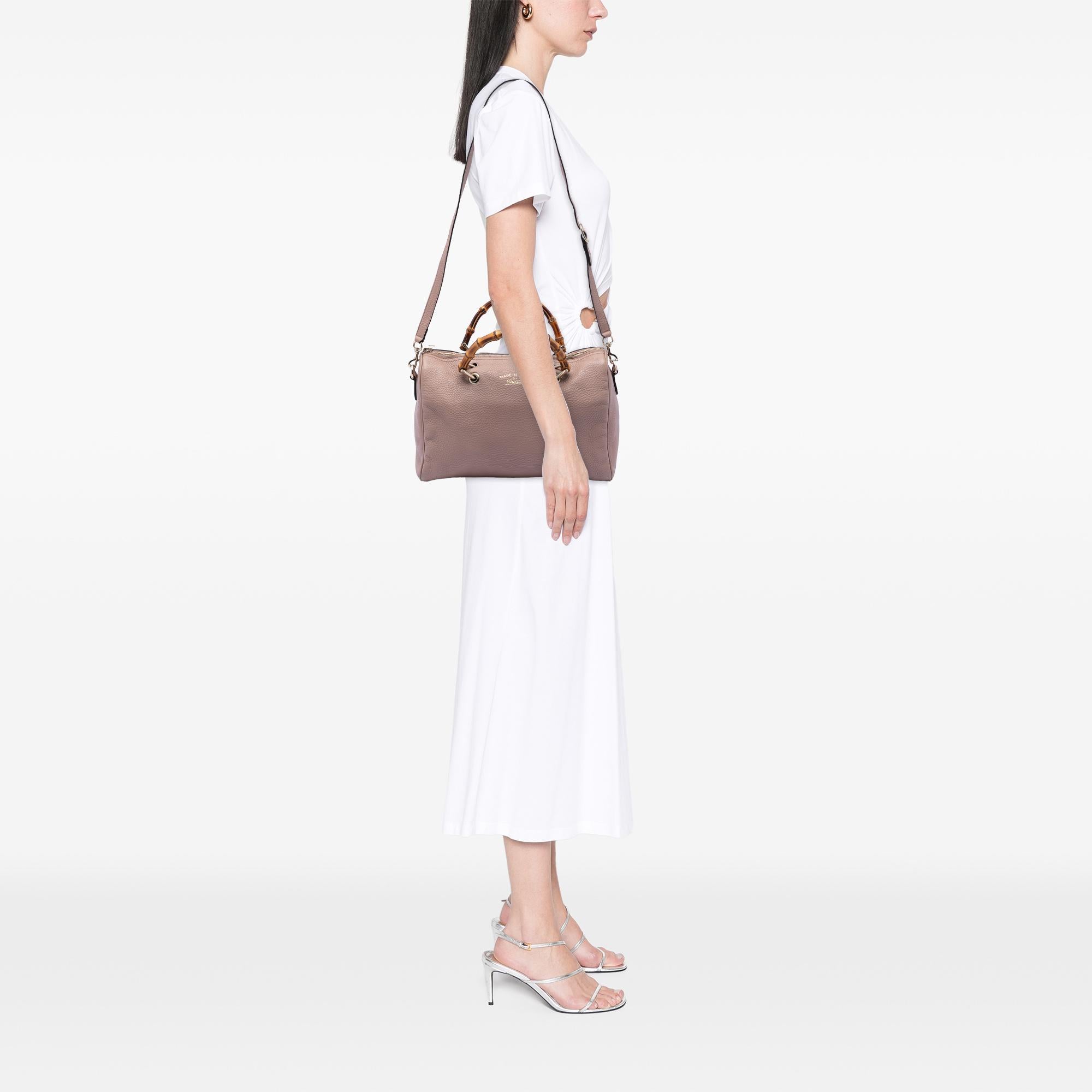 Gucci Medium Calfskin Bamboo Shopper Boston Bag