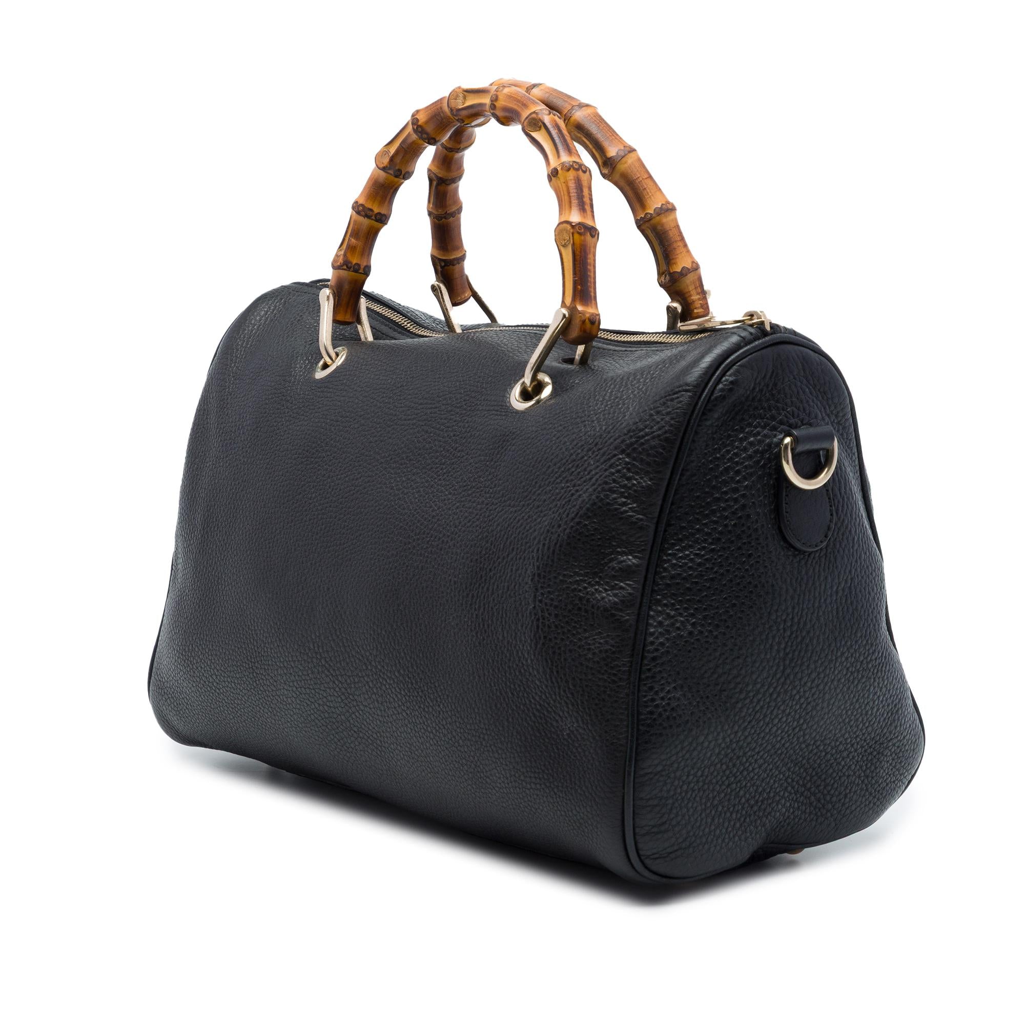 Gucci Medium Calfskin Bamboo Shopper Boston Bag