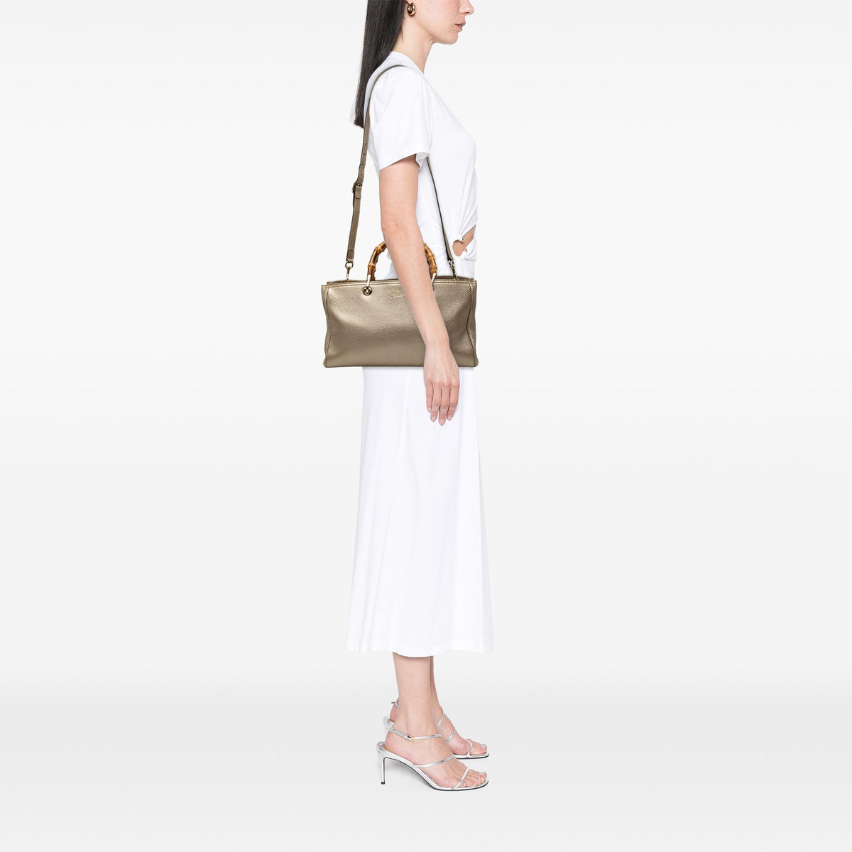 Gucci Medium Calfskin Bamboo Shopper Satchel